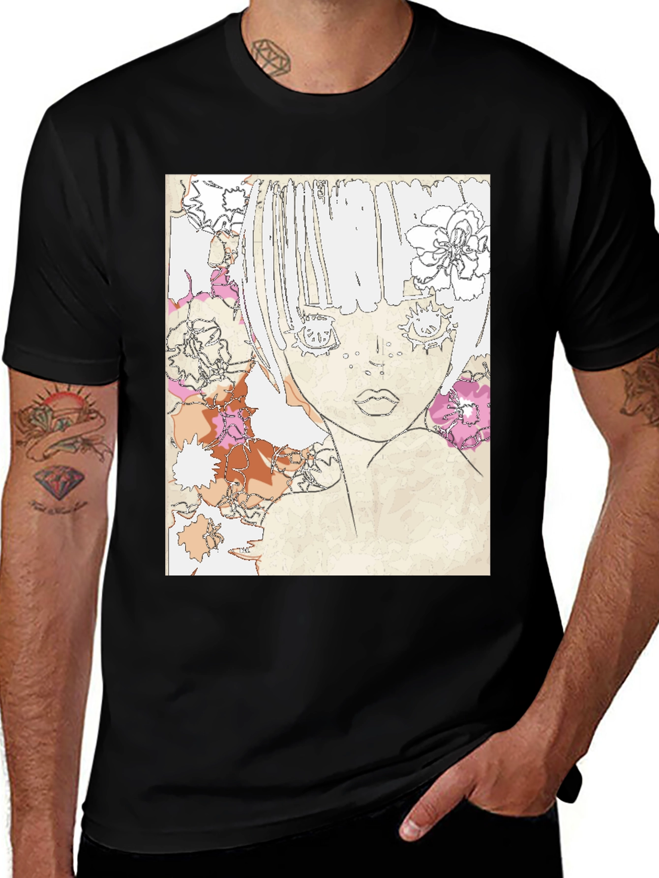 Variant 19 of Floral Manga Graphic T-Shirt