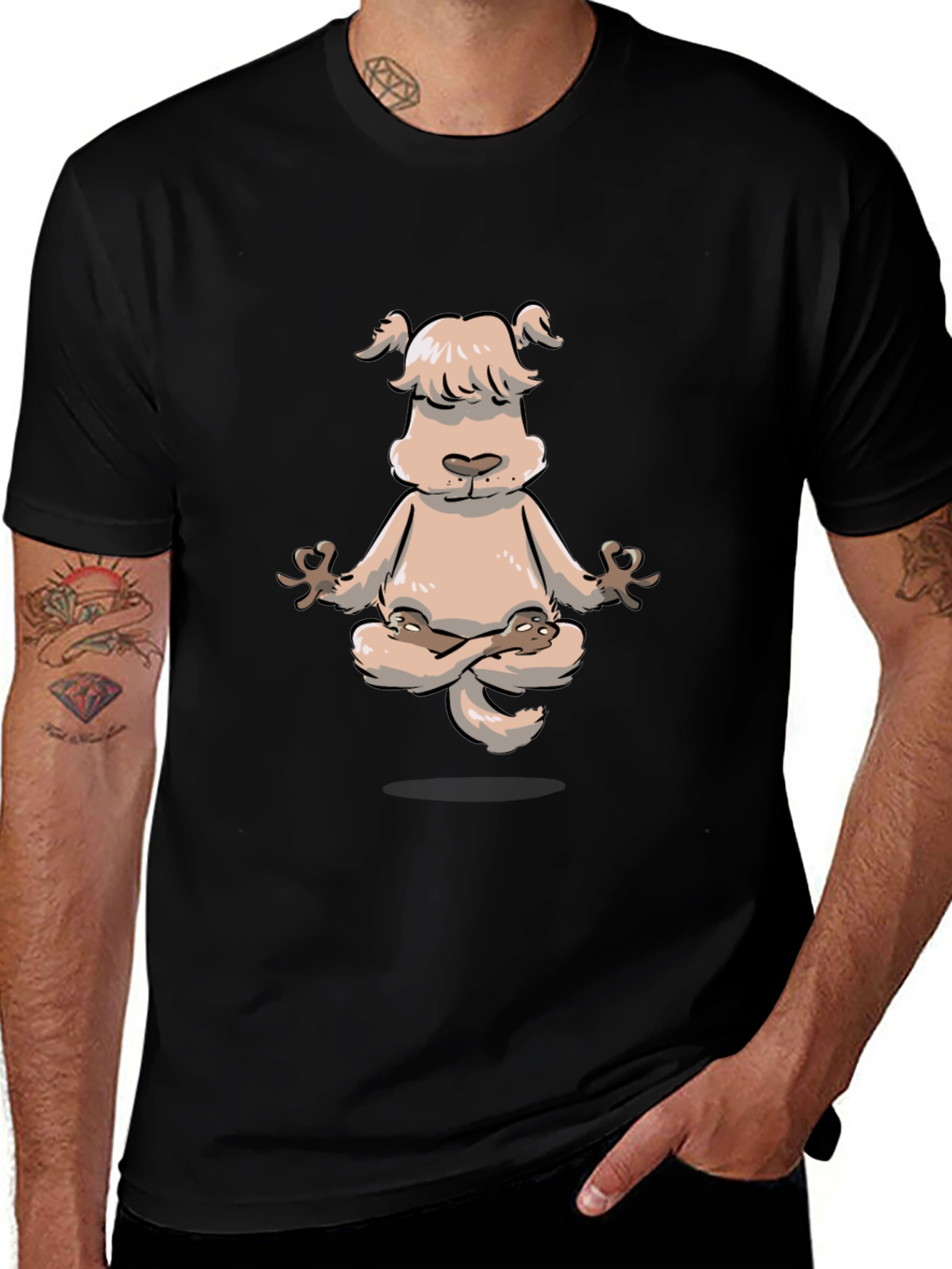 Variant 4 of Zen Dog T-Shirt - Meditating Cartoon Design