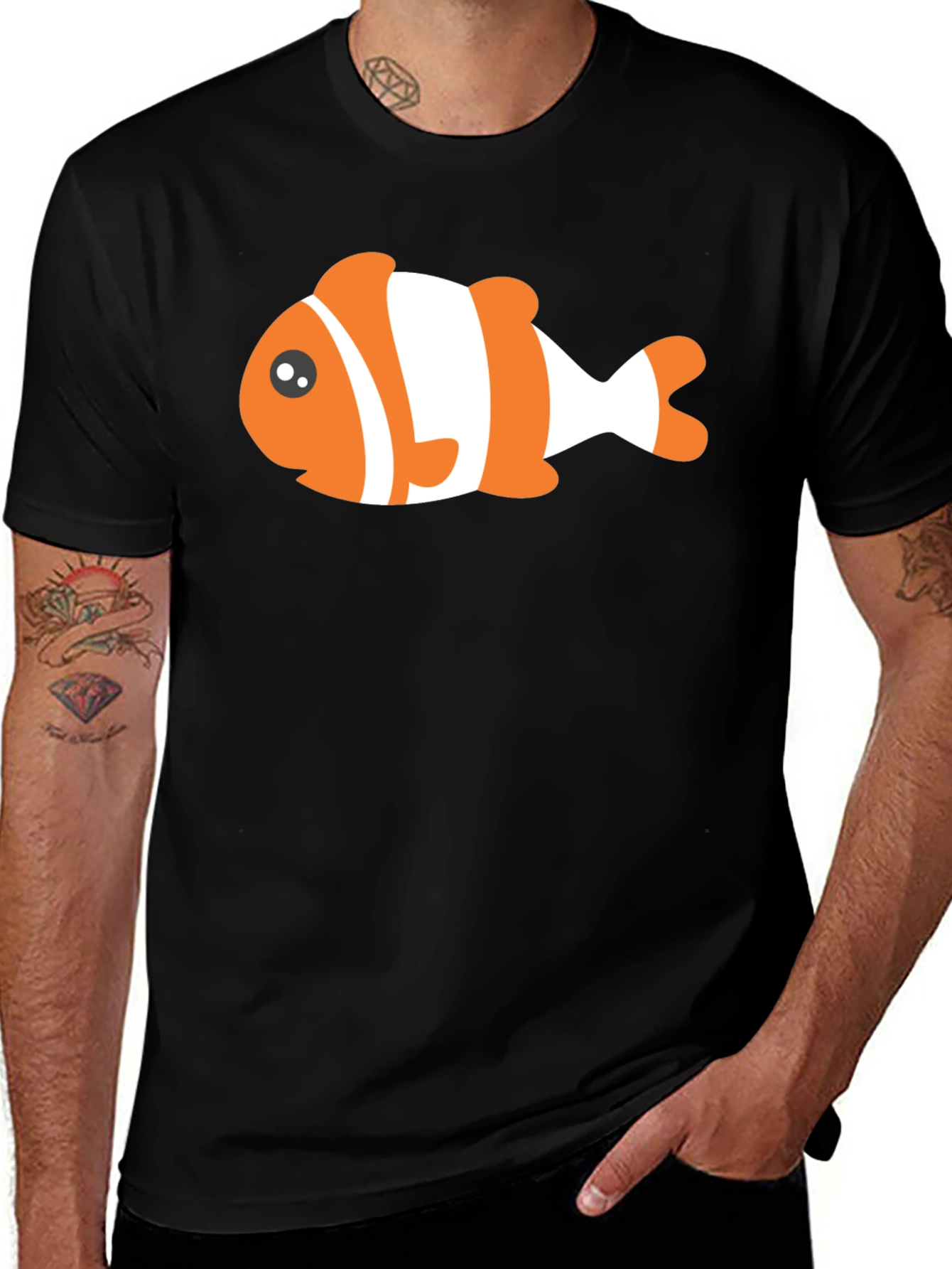 Variant 16 of Clown Fish Graphic Tee - Black Cotton T-Shirt