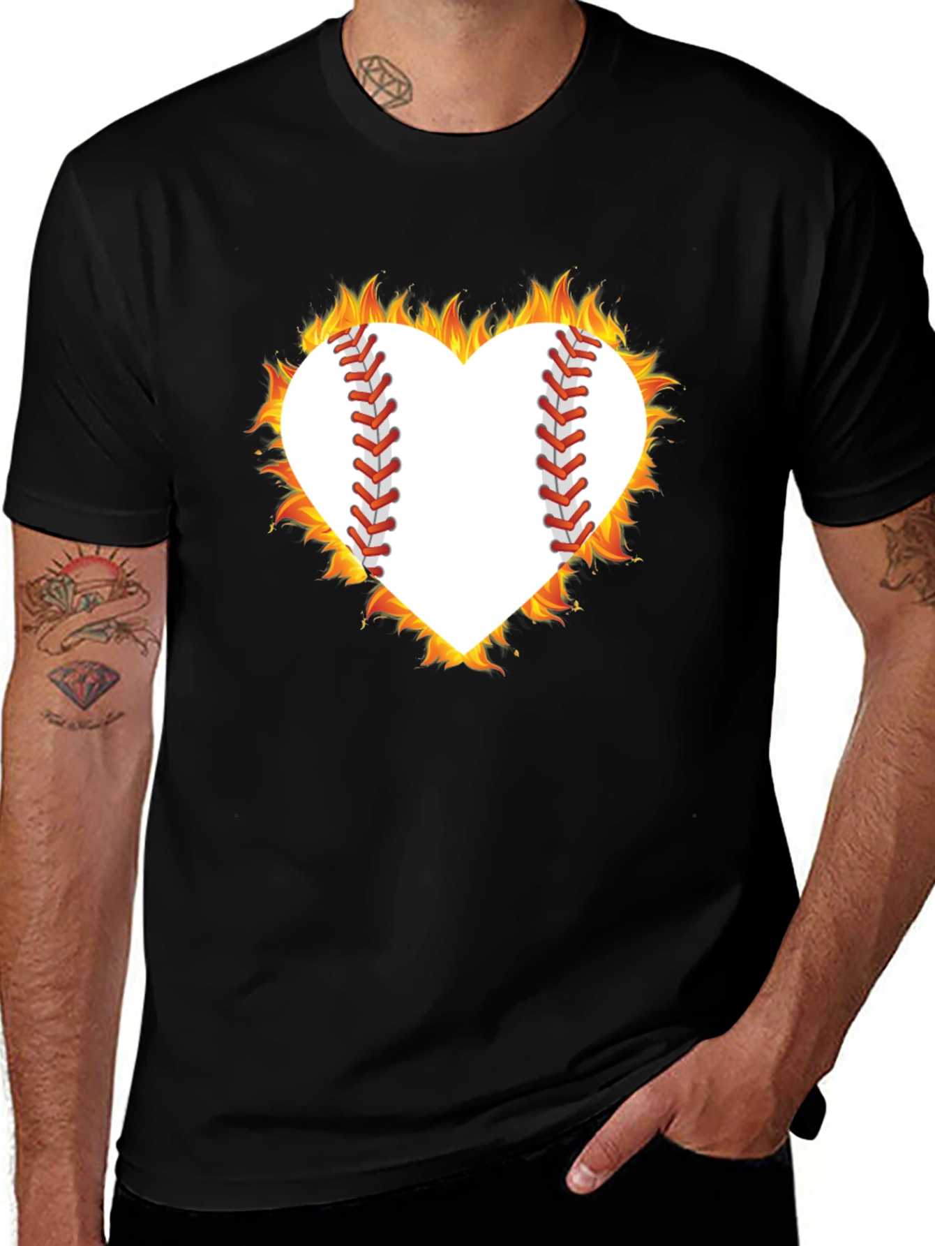 Variant 14 of Fiery Baseball Heart Graphic Tee
