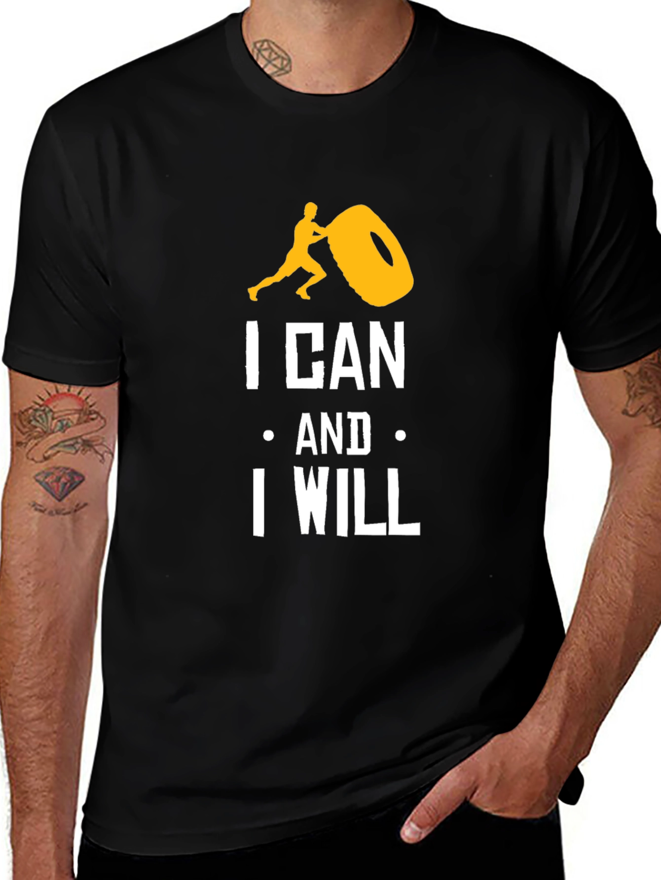 I Can and I Will Fitness Graphic Black T-Shirt