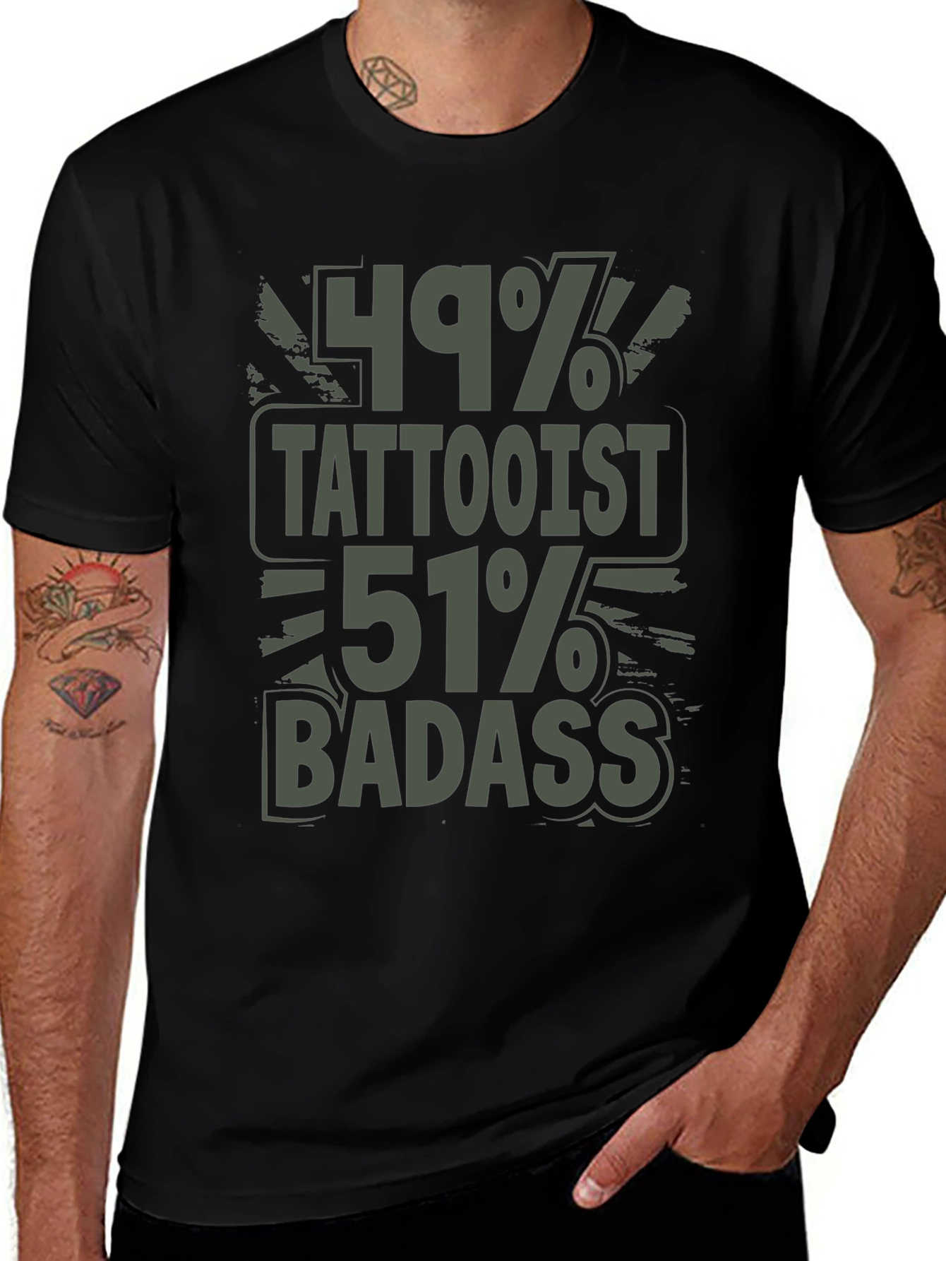 Variant 27 of Tattooist Badass Graphic Print Crew Neck T-Shirt