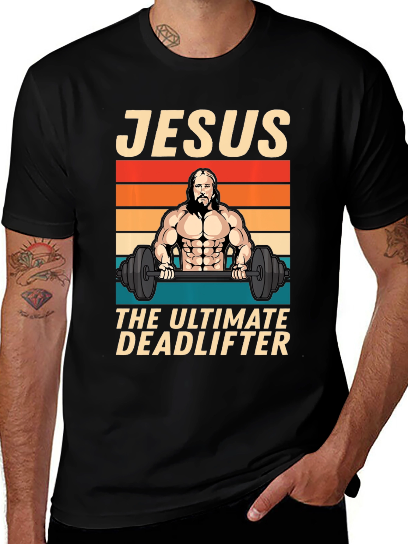 Jesus The Ultimate Deadlifter Black T-Shirt