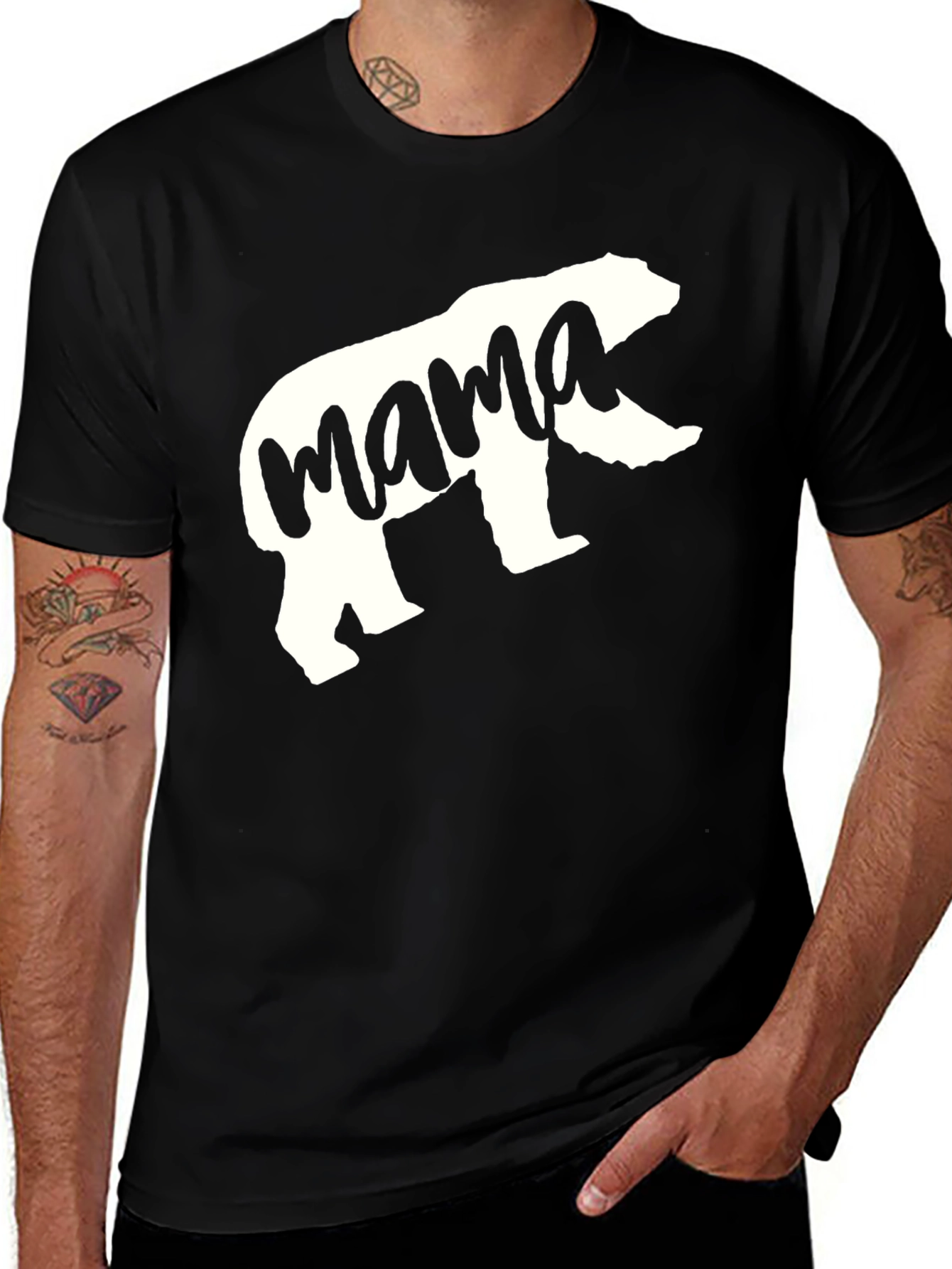 Variant 26 of Mama Bear Graphic Tee - Casual Black Shirt