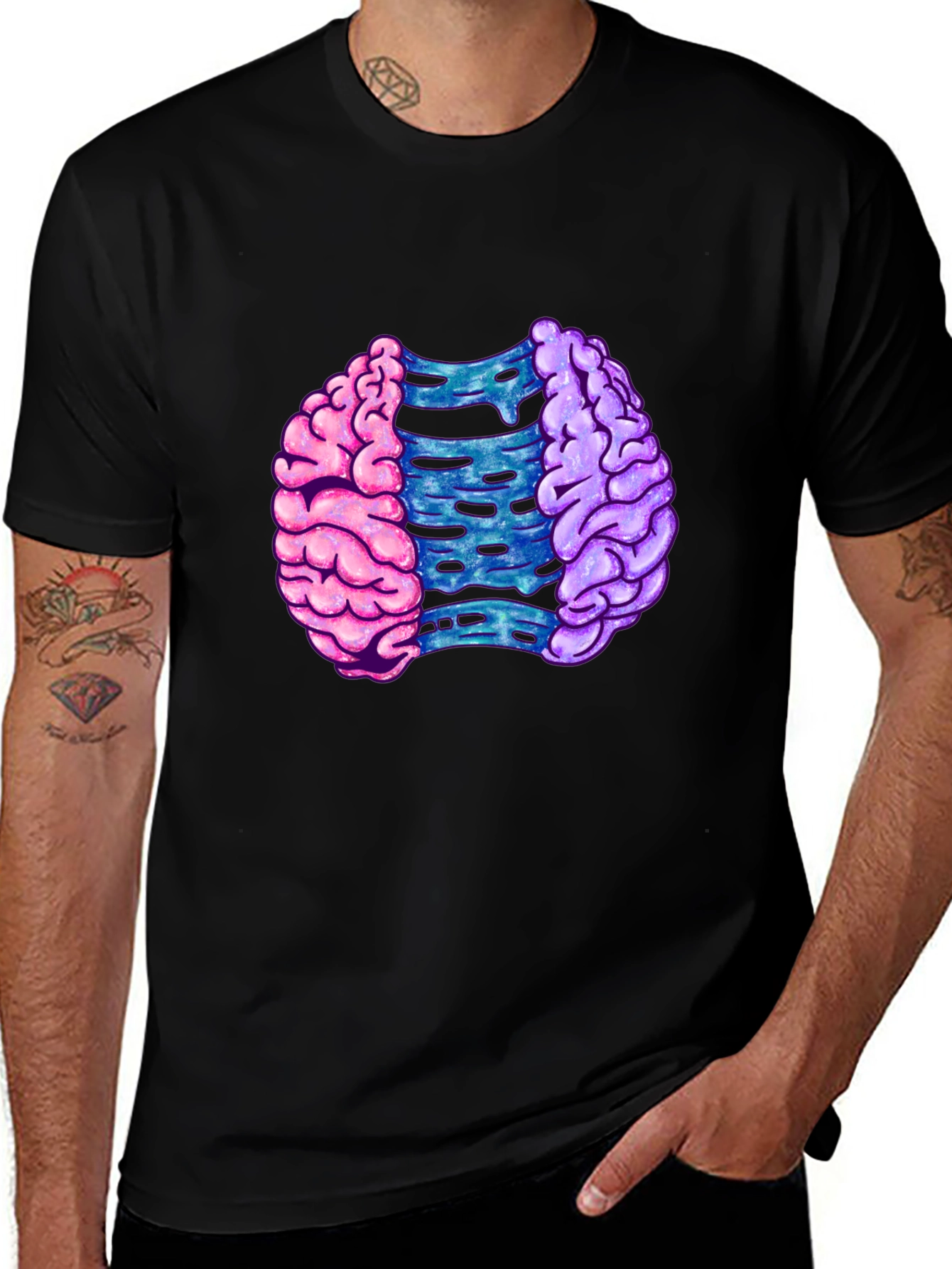 Variant 11 of Brain Split Graphic T-Shirt - Modern Mind Tee