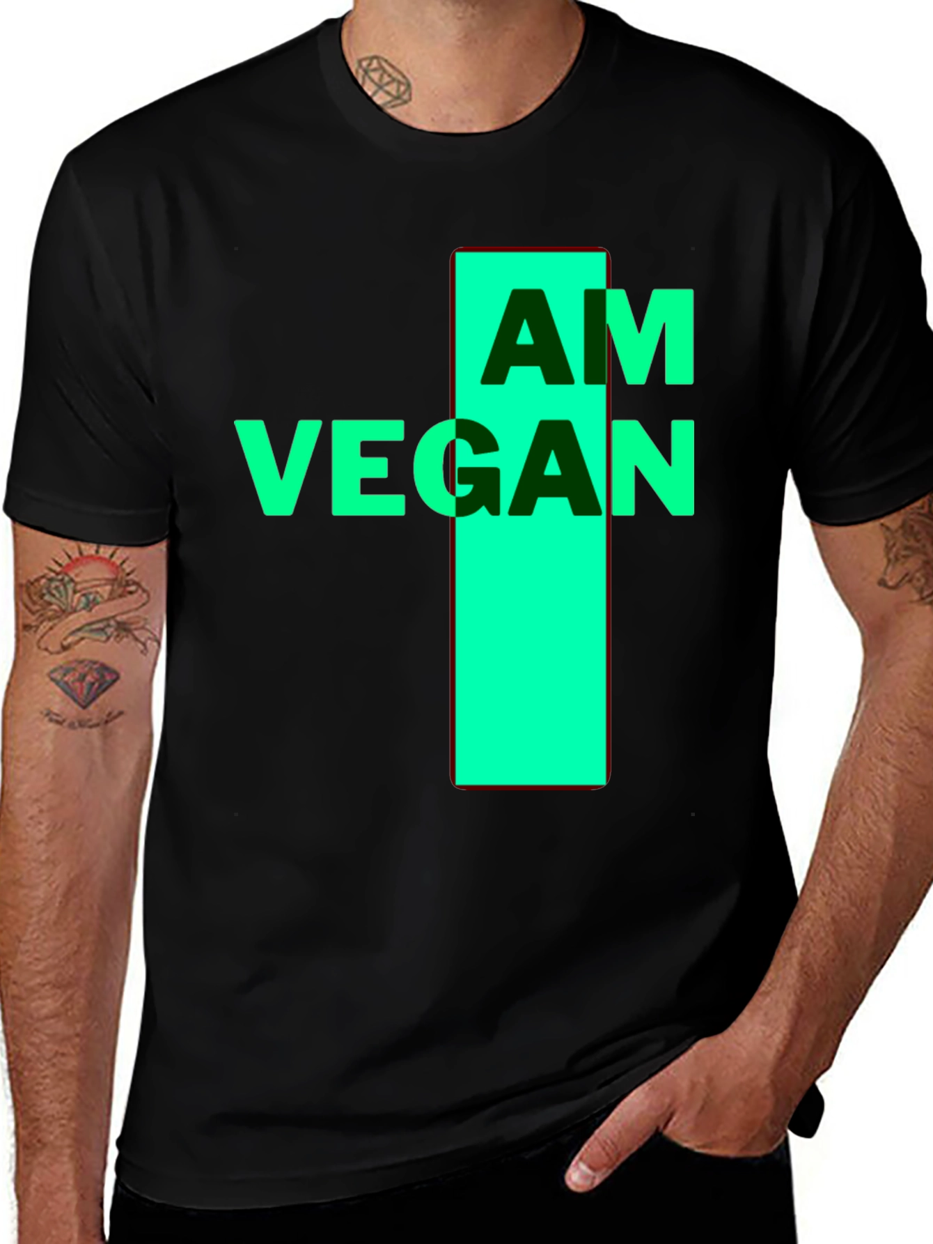 Variant 18 of I Am Vegan T-Shirt - Black - Unisex
