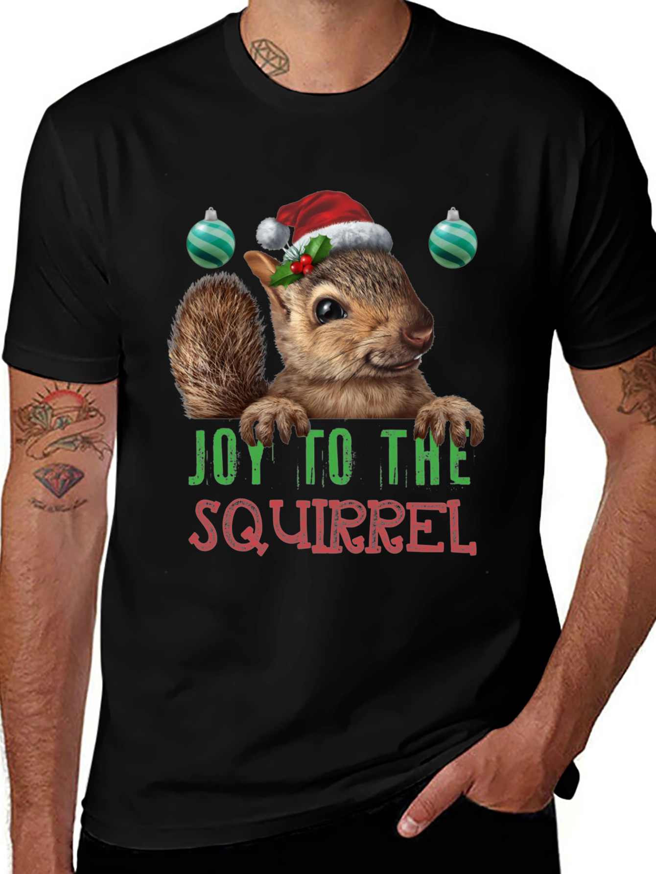 Variant 4 of Festive Squirrel Graphic Tee - Holiday Joy T-Shirt