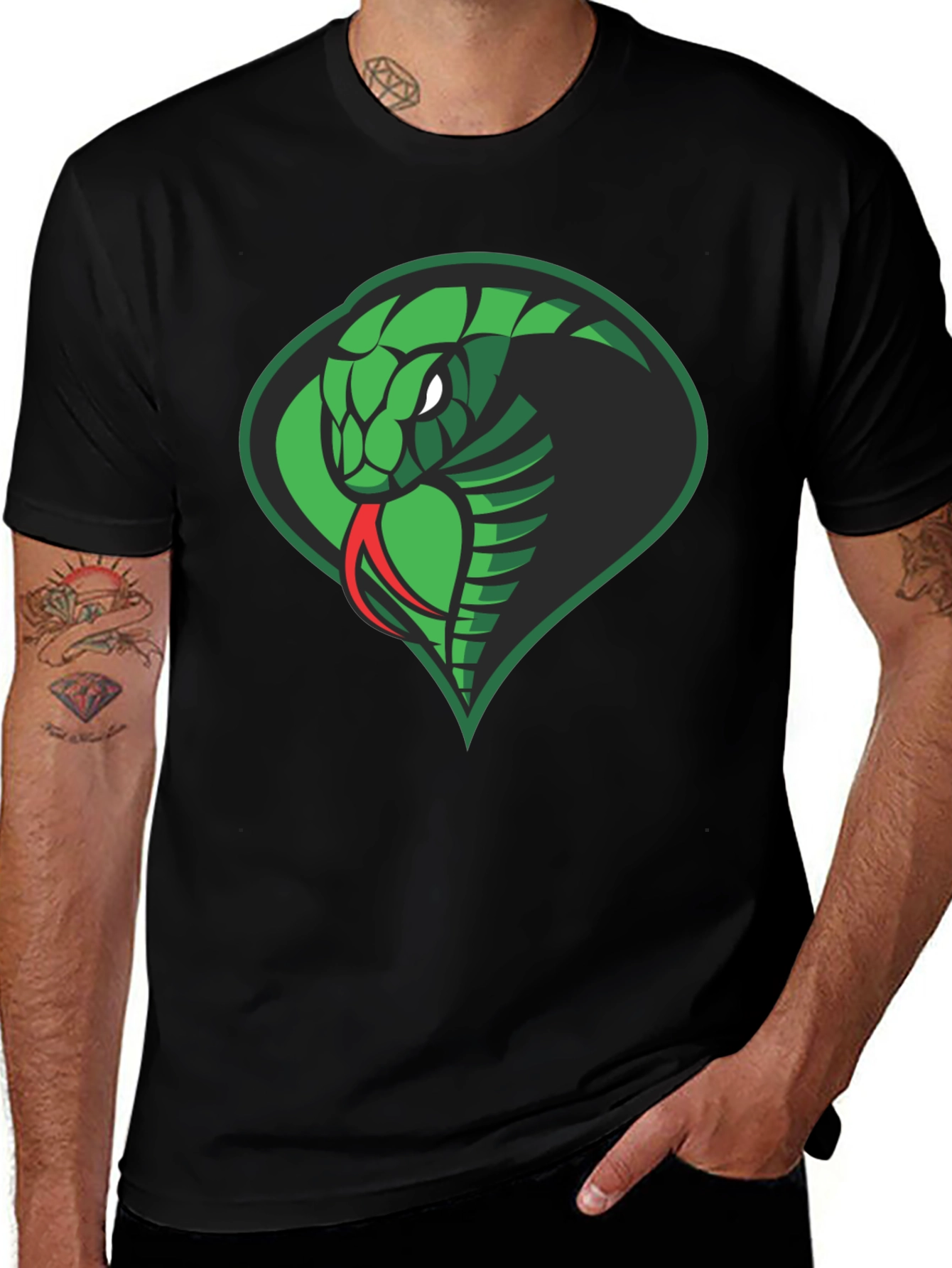 Variant 22 of Cobra Snake Graphic Print Men's T-Shirt - Black