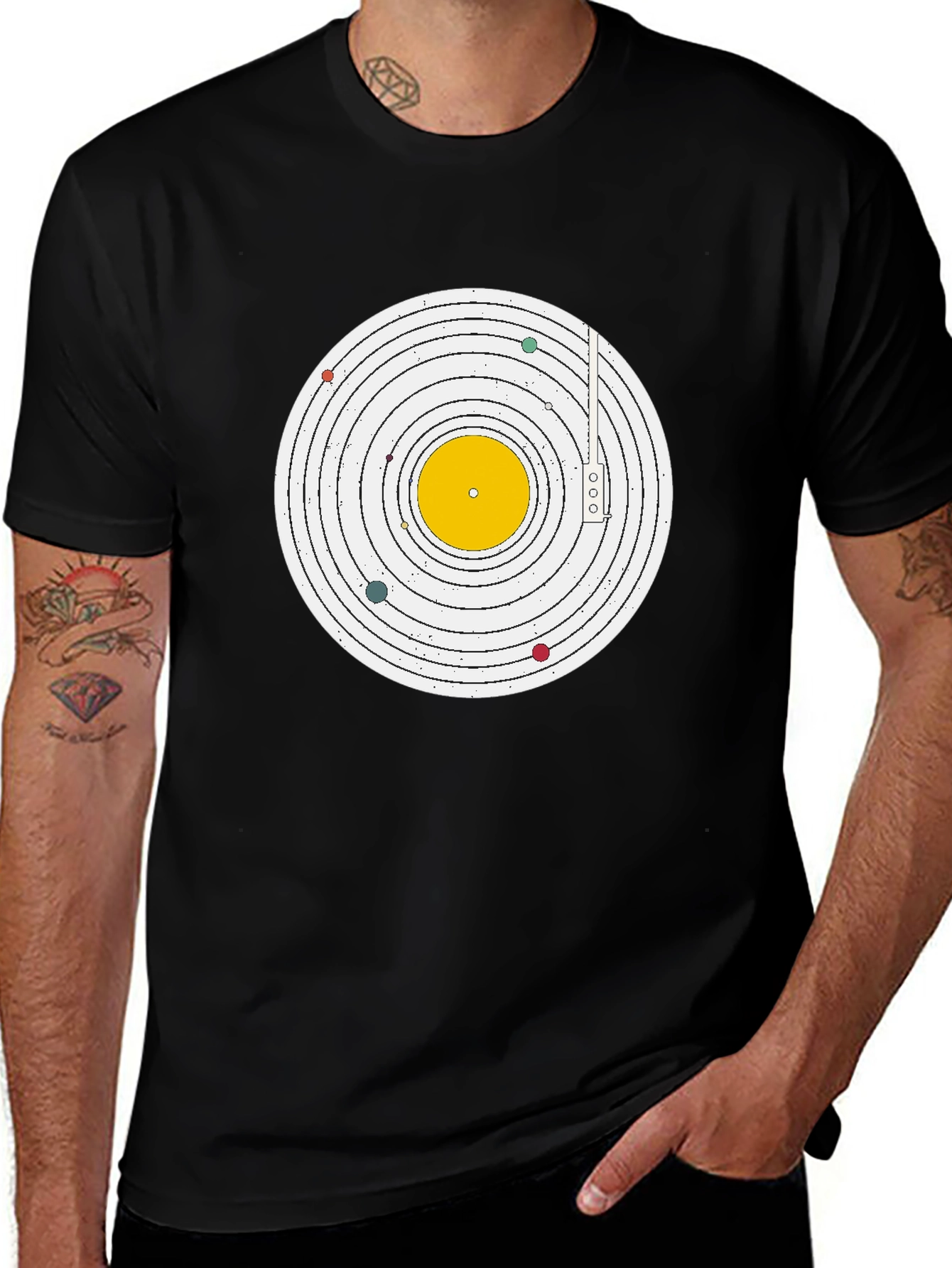 Variant 25 of Planetary Vinyl Record Graphic Tee - Black