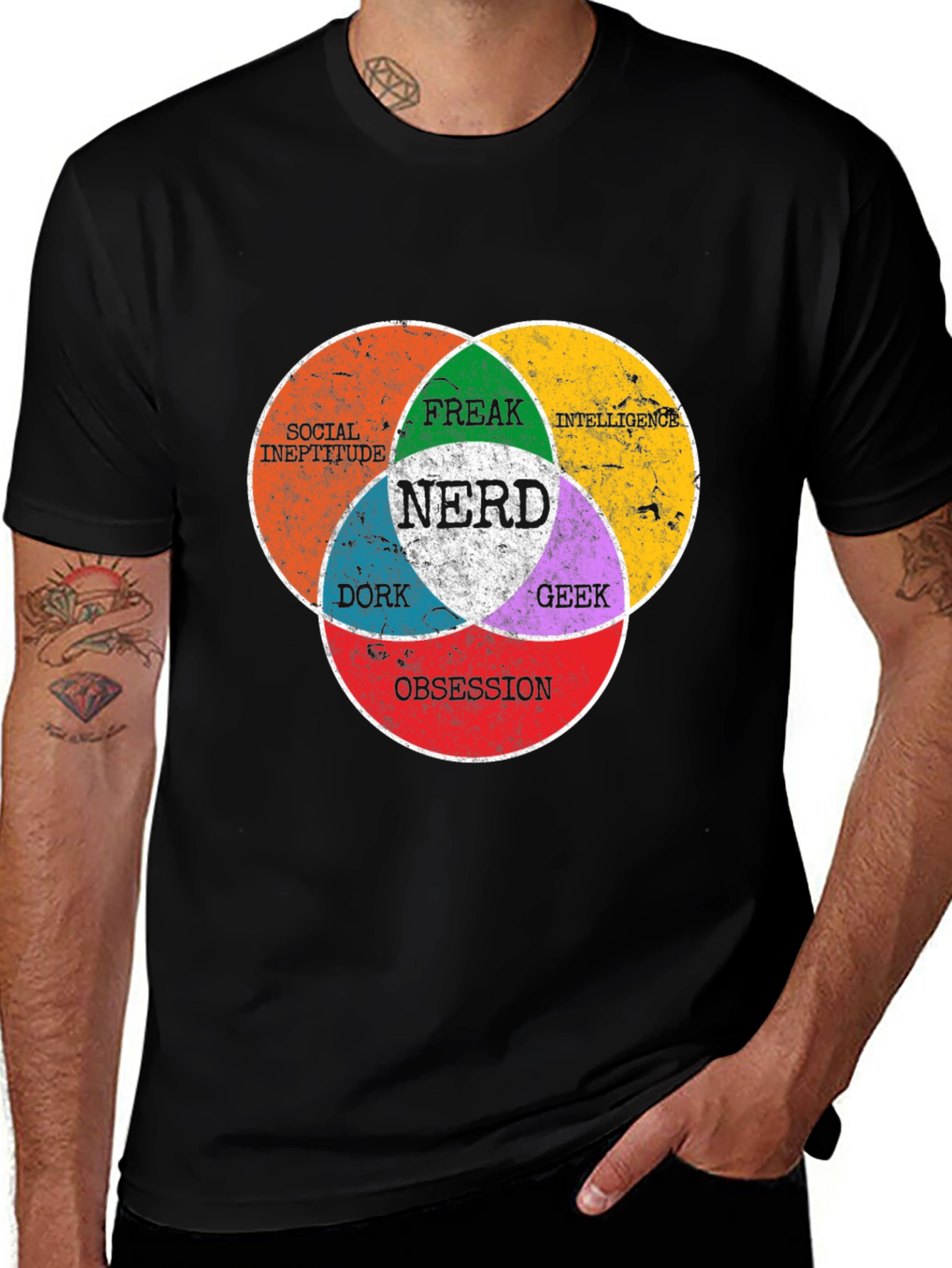 Variant 21 of Nerd Venn Diagram Graphic Tee - Geeky Humor T-Shirt
