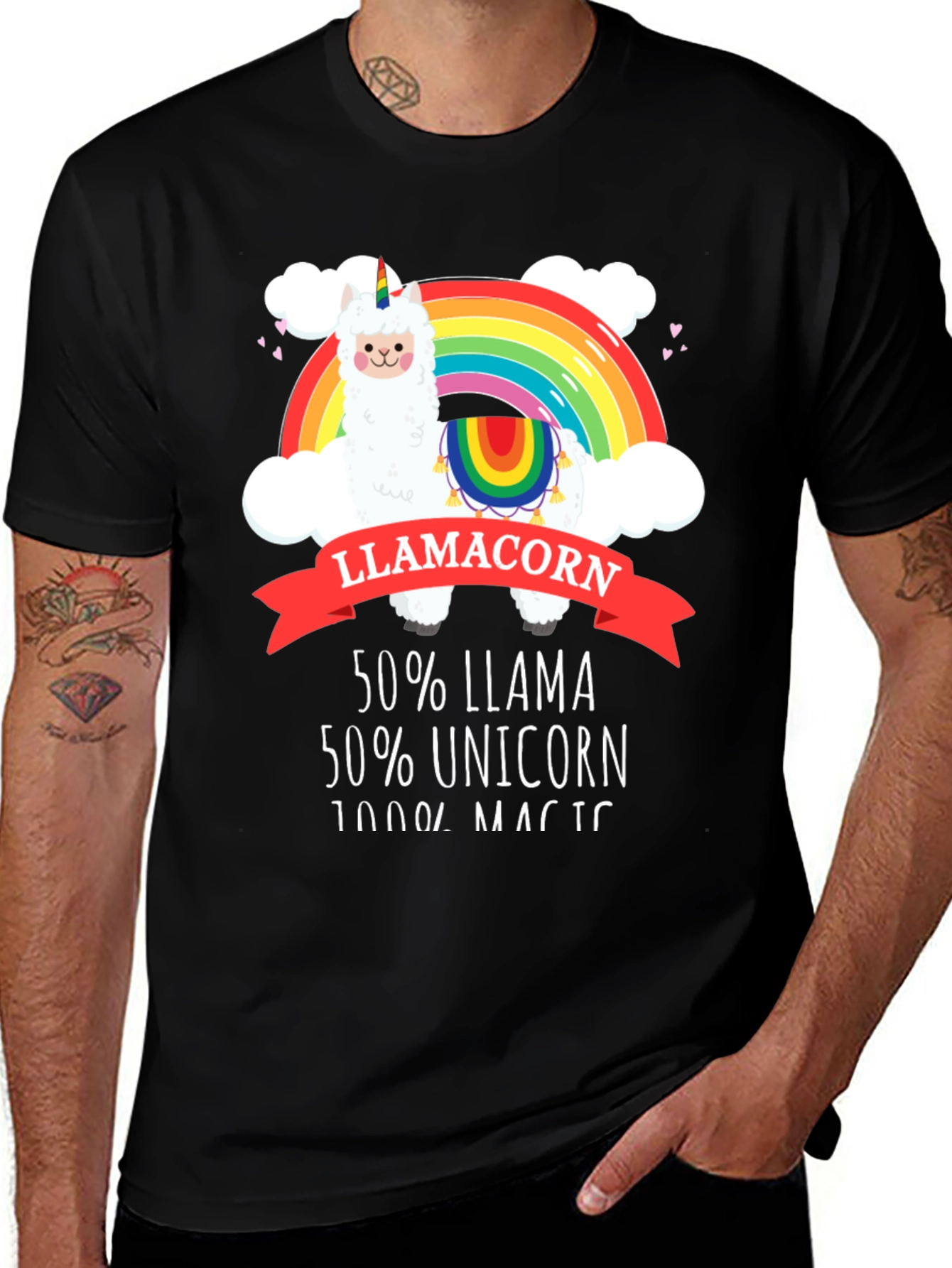Variant 16 of Llamacorn T-Shirt: 50% Llama, 50% Unicorn