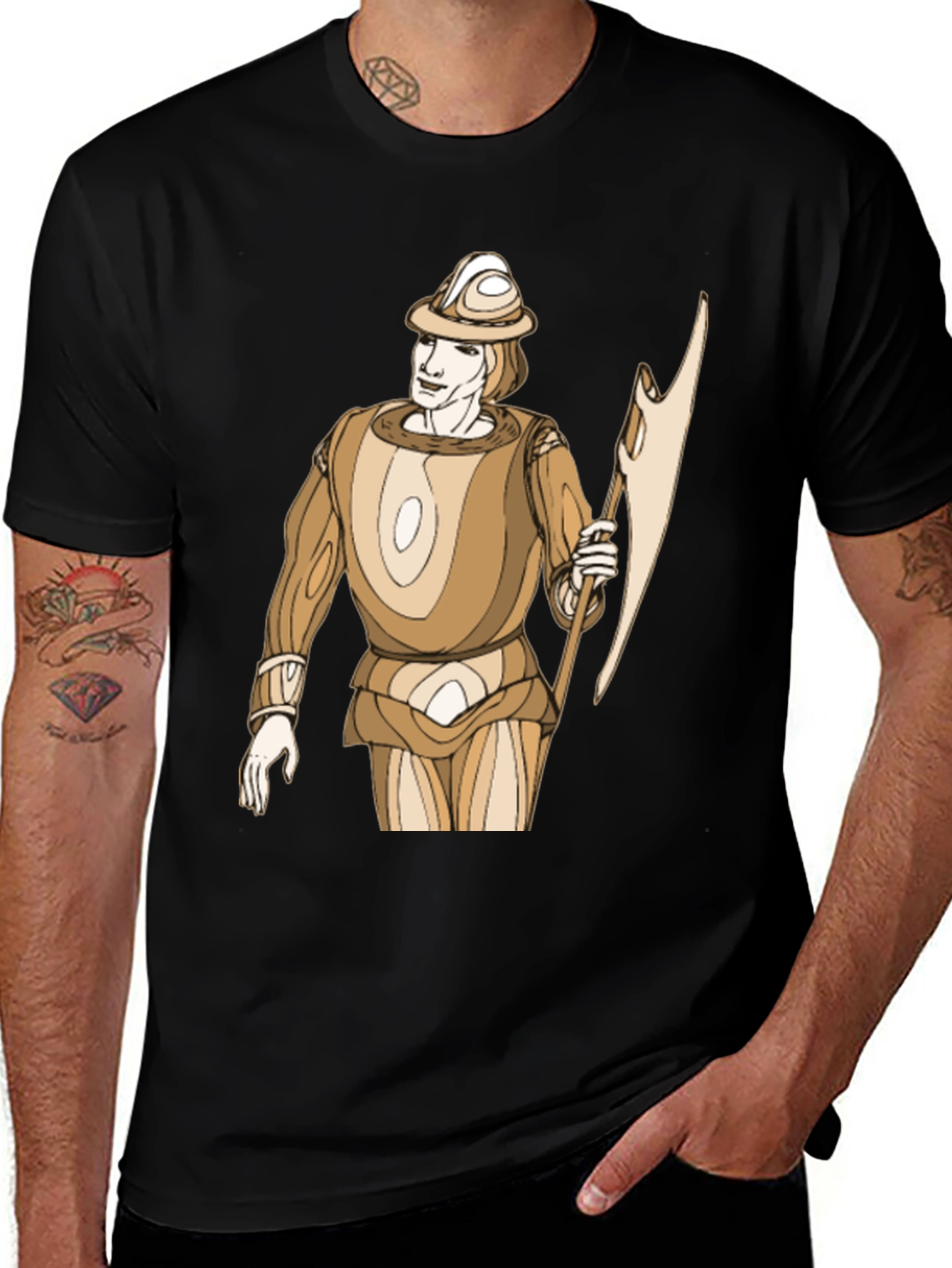 Variant 10 of Medieval Knight Graphic T-Shirt - Black