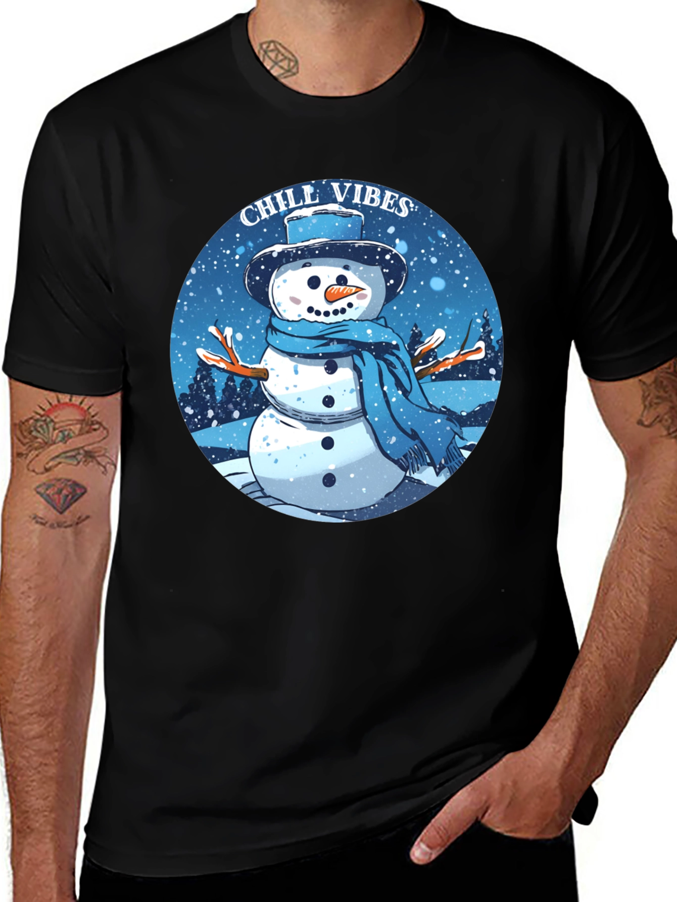 Variant 10 of Chill Vibes Snowman Graphic Tee