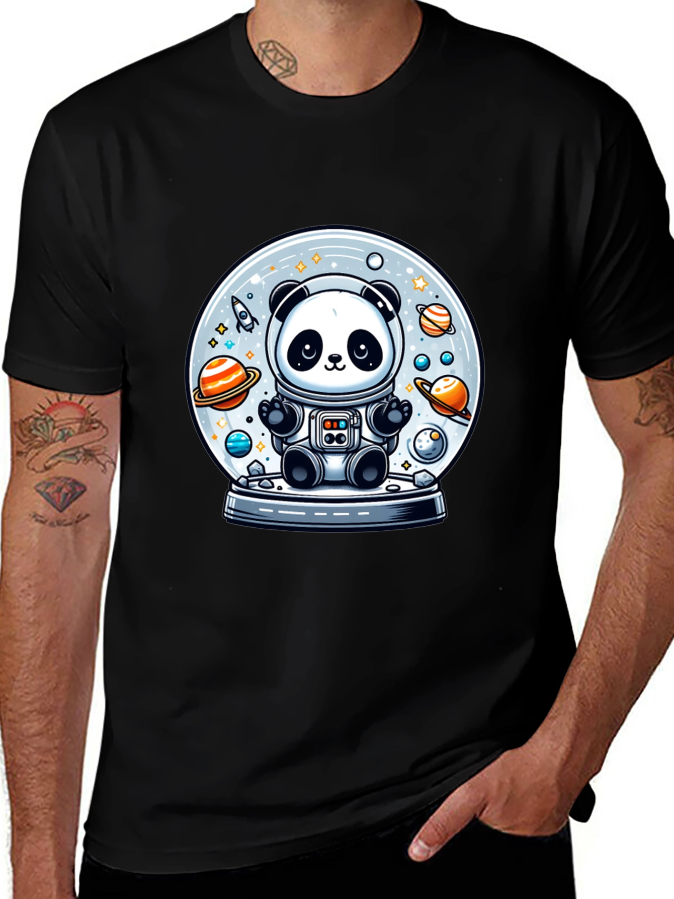 Variant 30 of Panda Astronaut Space Globe T-Shirt