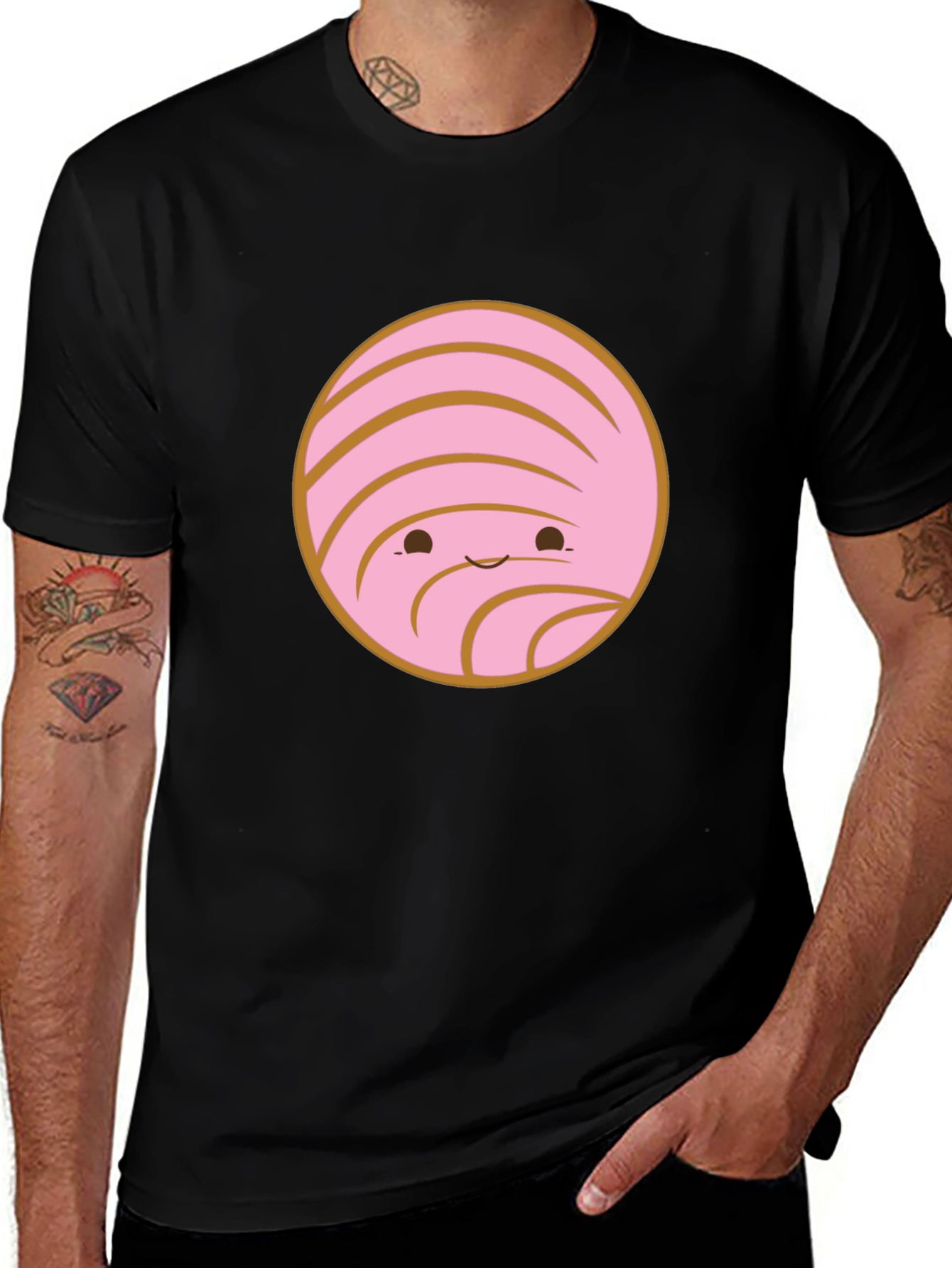 Variant 3 of Concha Bread Kawaii T-Shirt - Black, Unisex