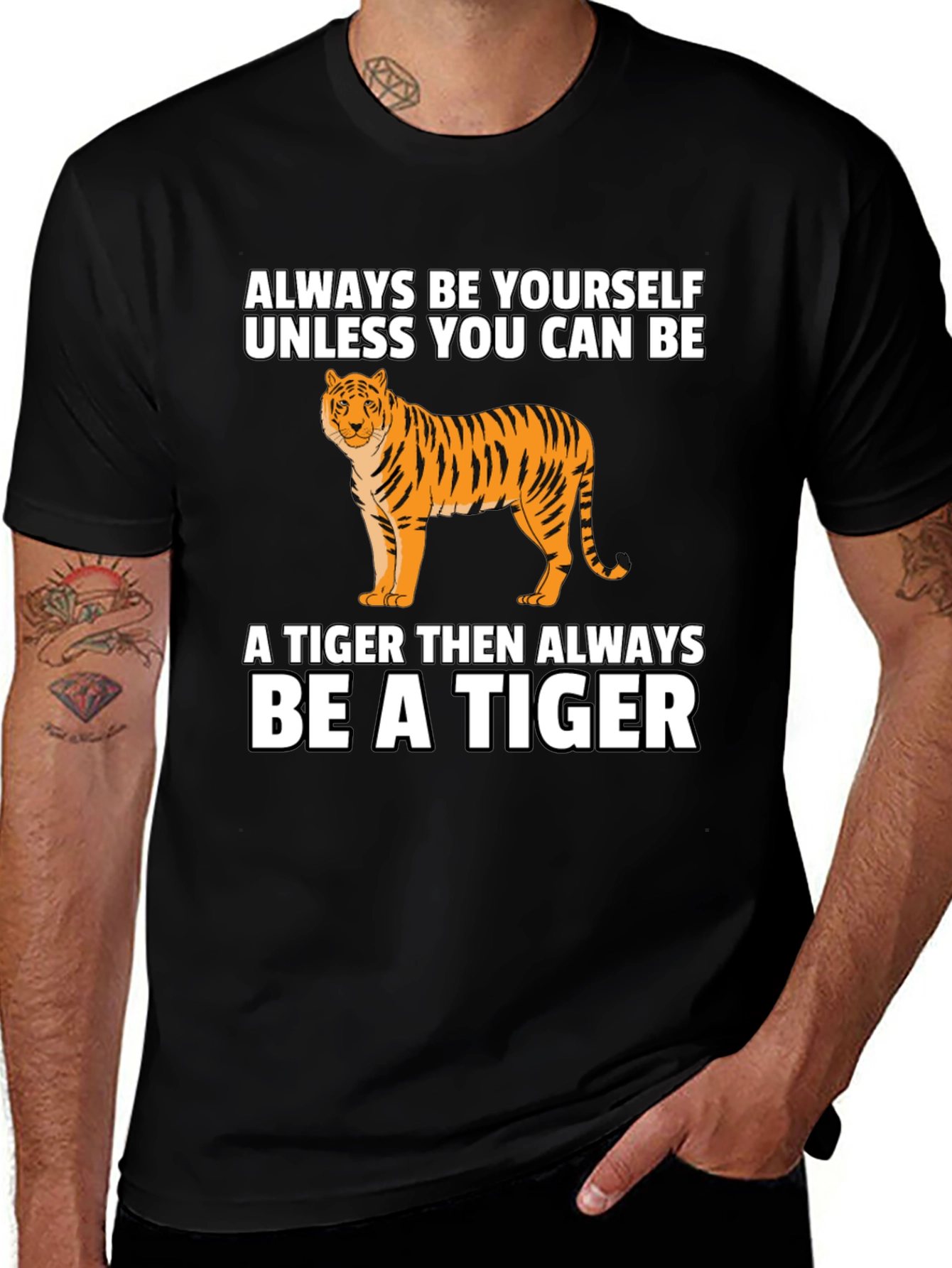 Variant 10 of Tiger Graphic Tee - Be Yourself, Be a Tiger