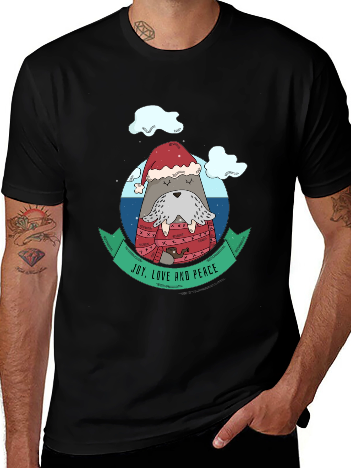 Joy Love Peace Holiday Walrus T-Shirt