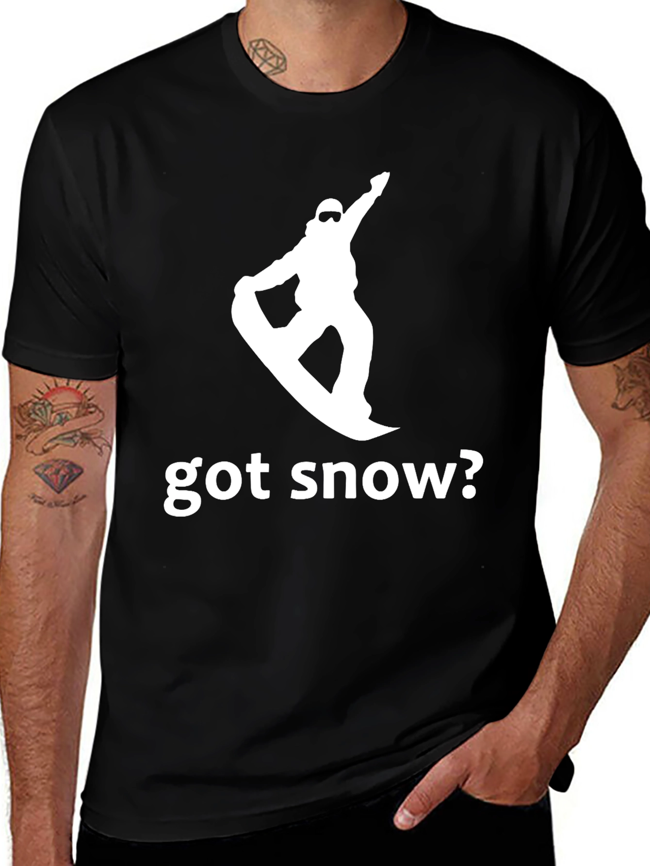 Variant 23 of Got Snow? Black Graphic Tee - Snowboarder Design