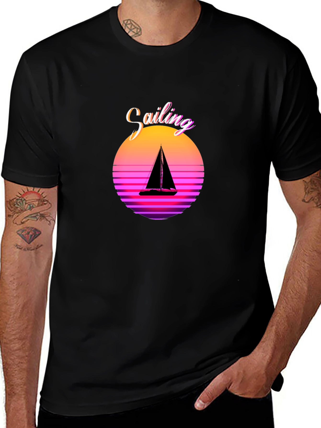 Variant 17 of Sailing Sunset Graphic Tee - Black