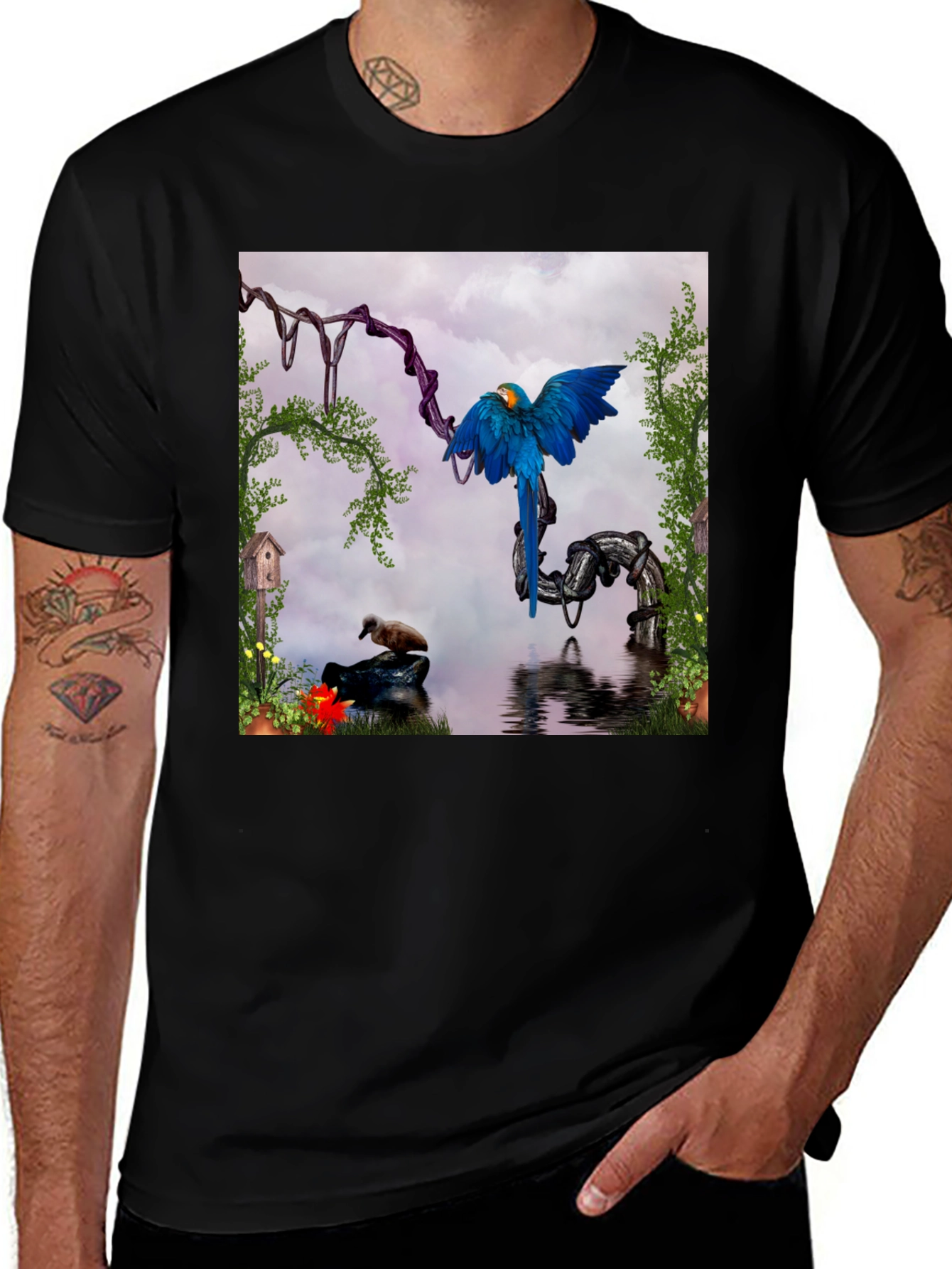 Variant 22 of Blue Parrot Fantasy Graphic Tee