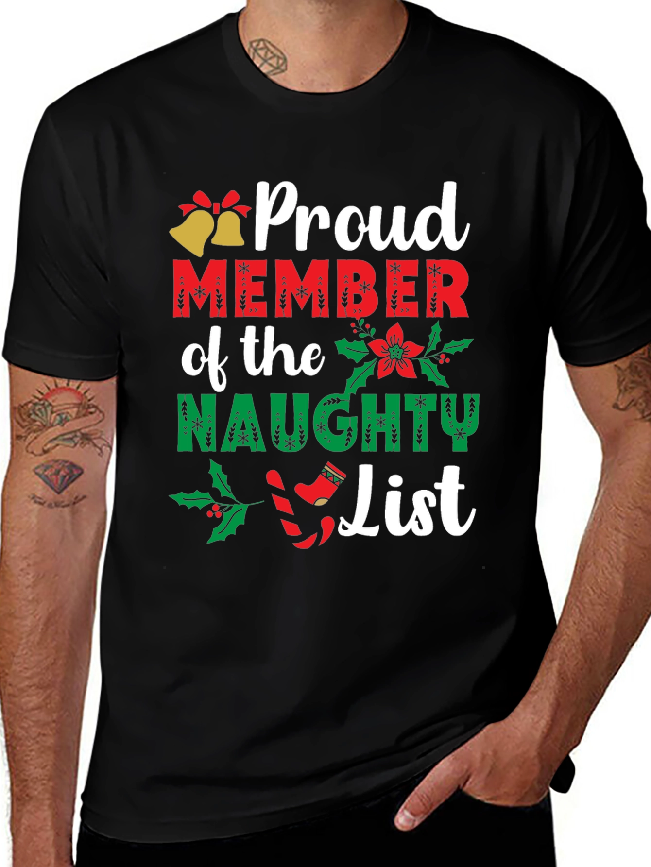 Proud Member Naughty List Christmas Graphic Tee