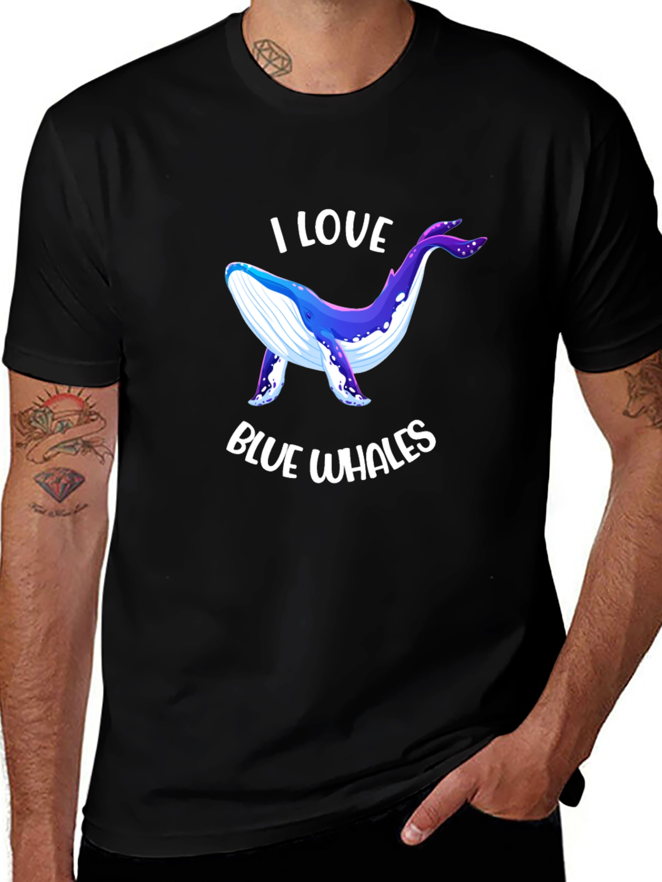 Variant 25 of I Love Blue Whales Black T-Shirt