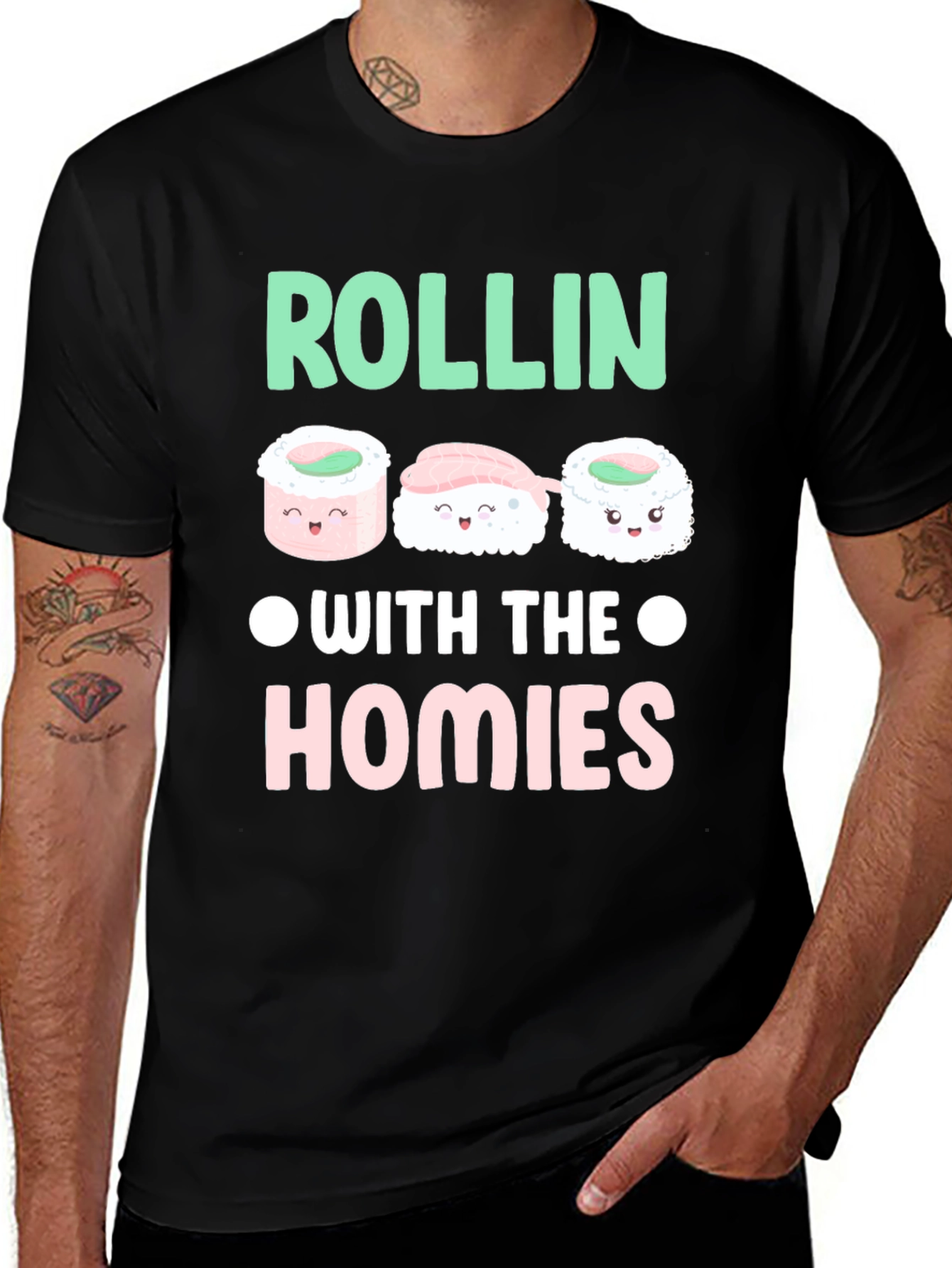 Variant 3 of Sushi Rollin' with the Homies Graphic Tee