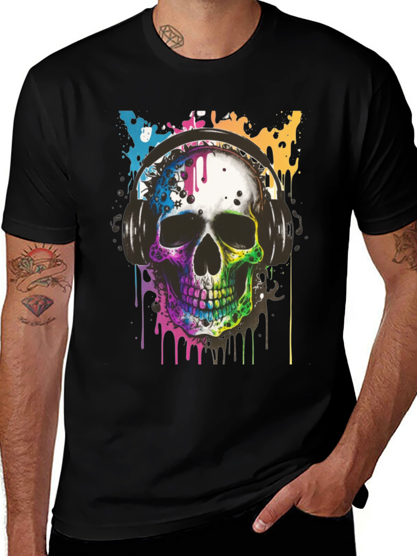 Variant 10 of Skull Headphones Graphic Tee - Cool Music Lover Shirt
