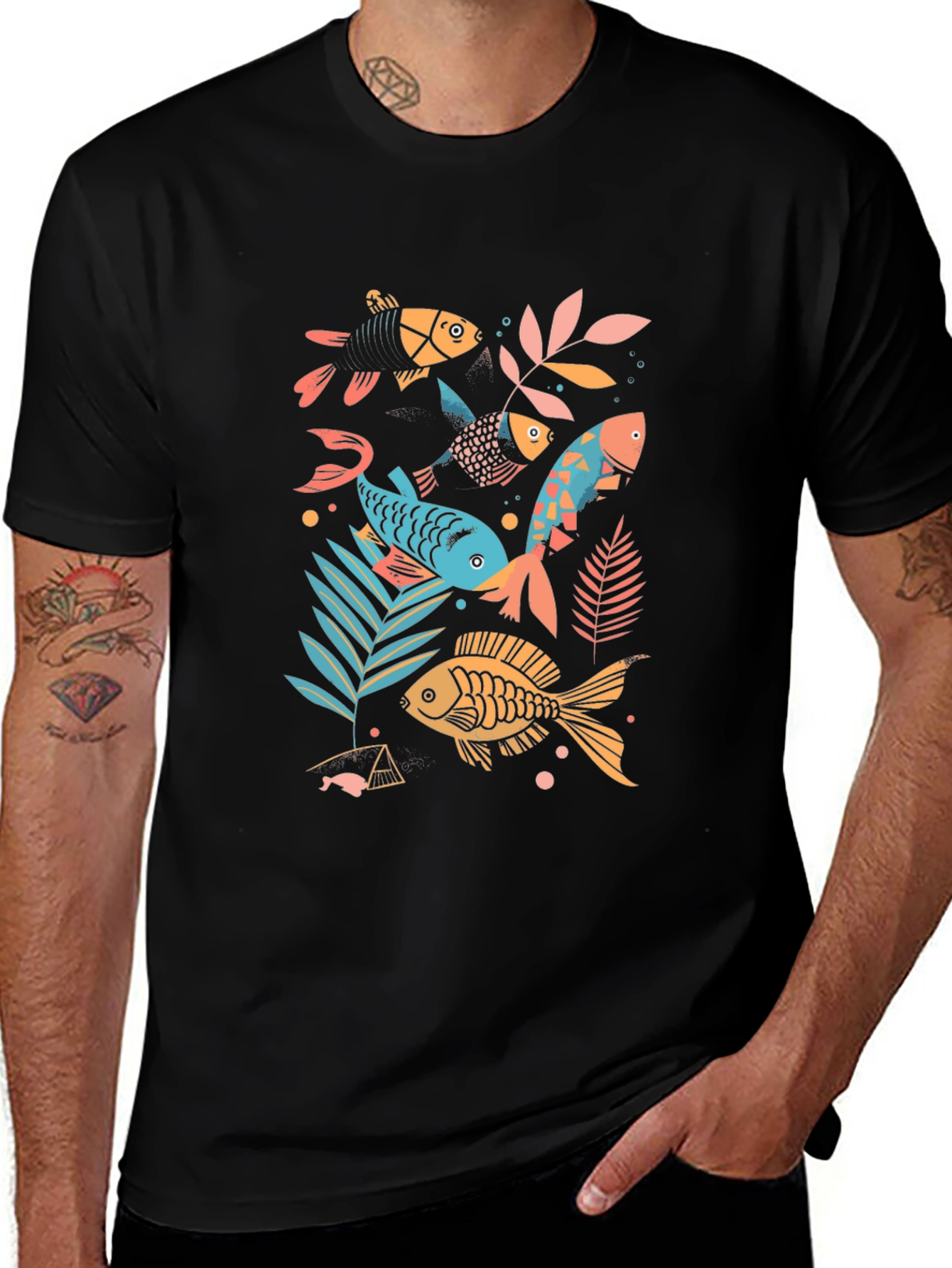 Variant 14 of Tropical Fish Graphic Tee - Black