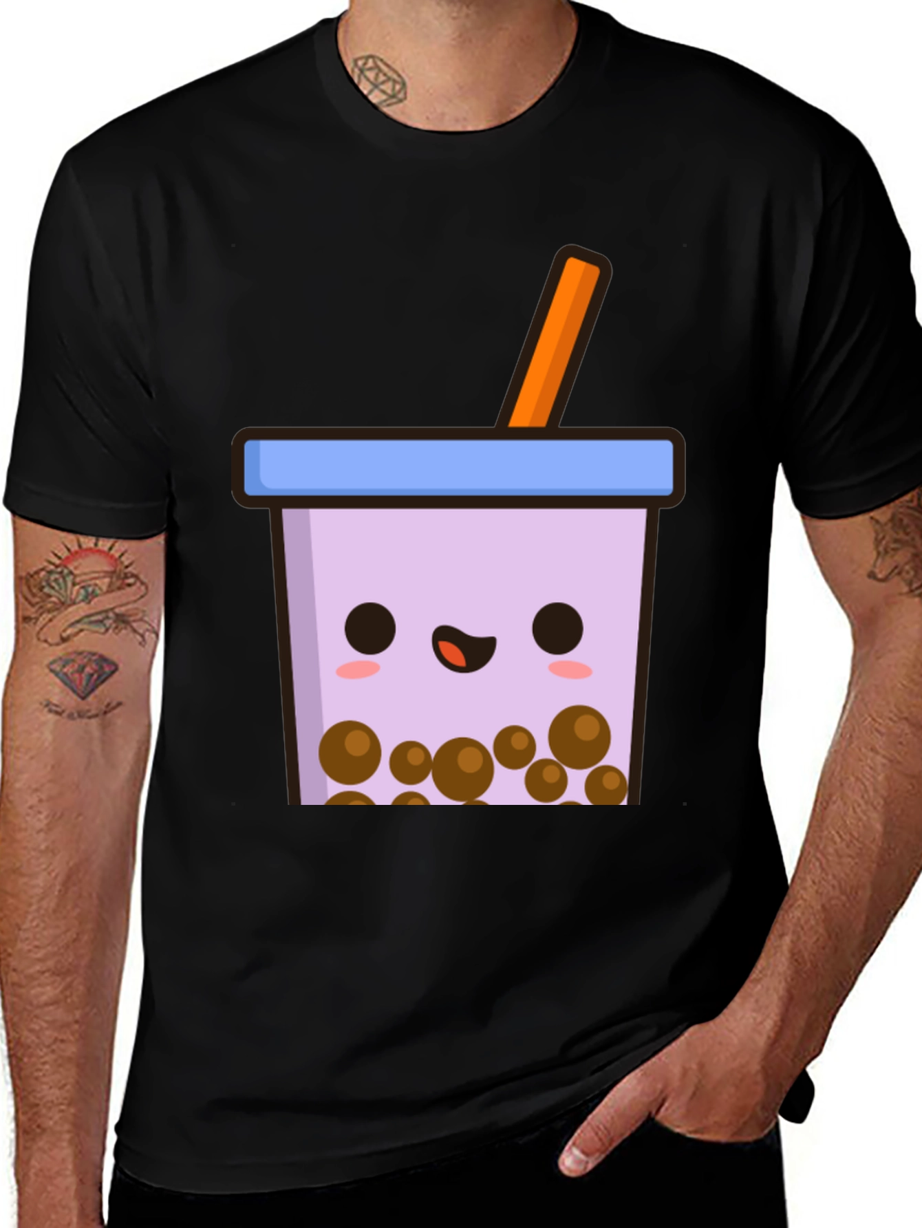 Variant 4 of Cute Bubble Tea Graphic Tee - Black Unisex T-Shirt