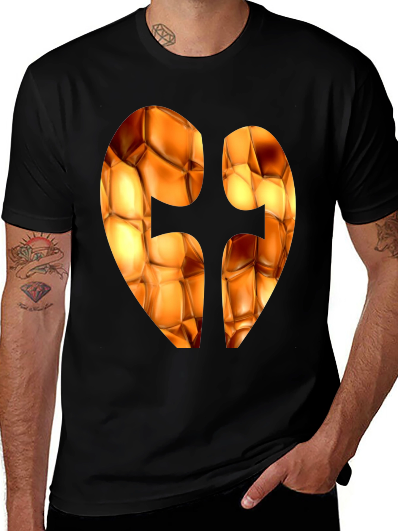 Variant 12 of Abstract Heart Design Black T-Shirt
