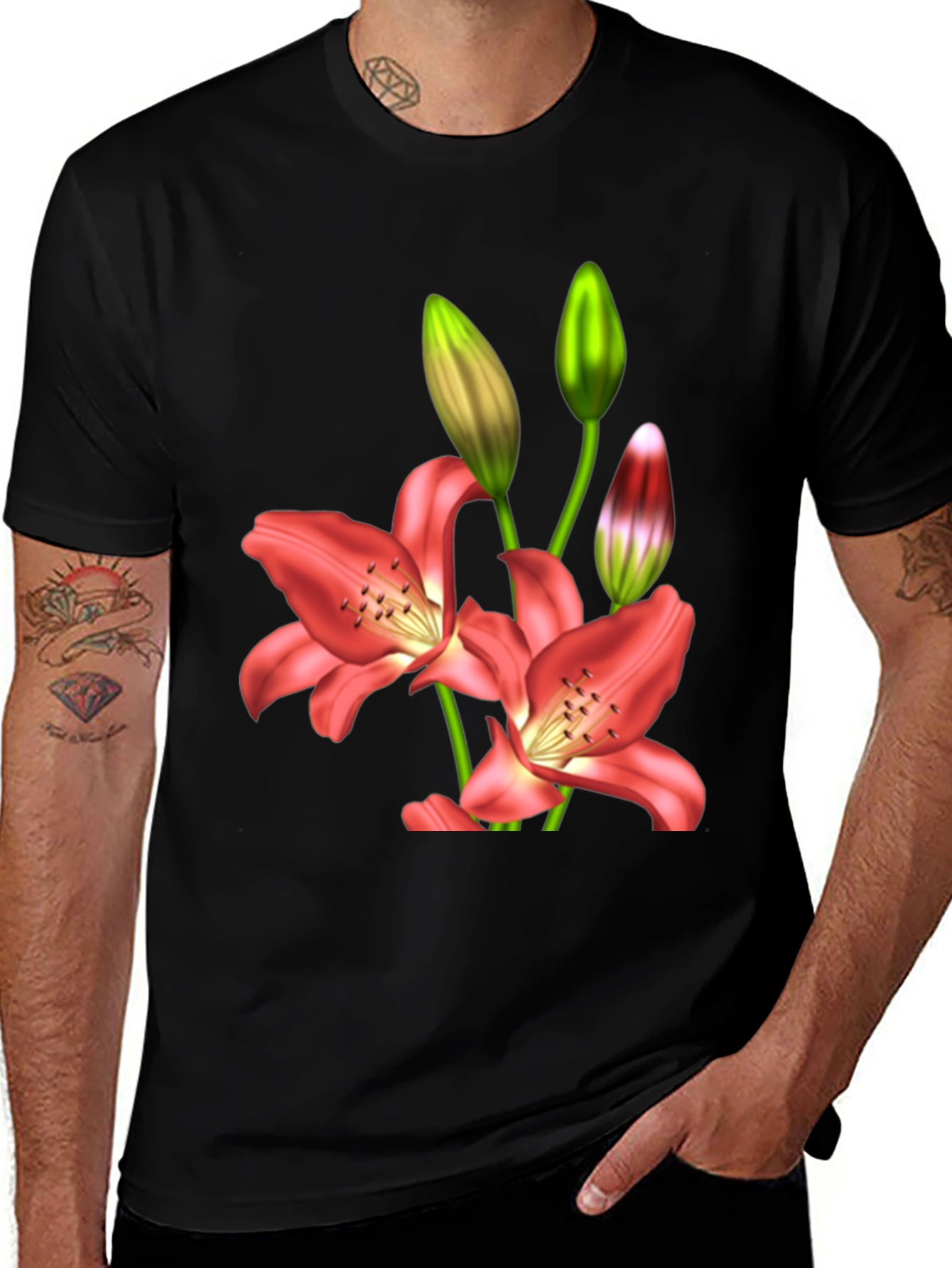 Variant 6 of Floral Lily Print T-Shirt
