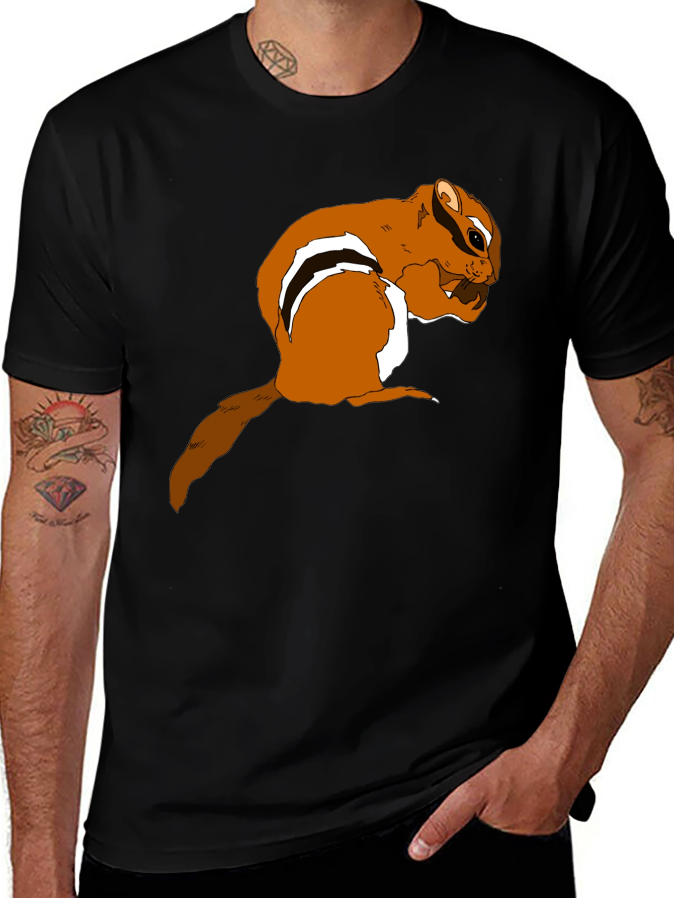 Variant 17 of Chipmunk Graphic Tee - Casual Black T-Shirt