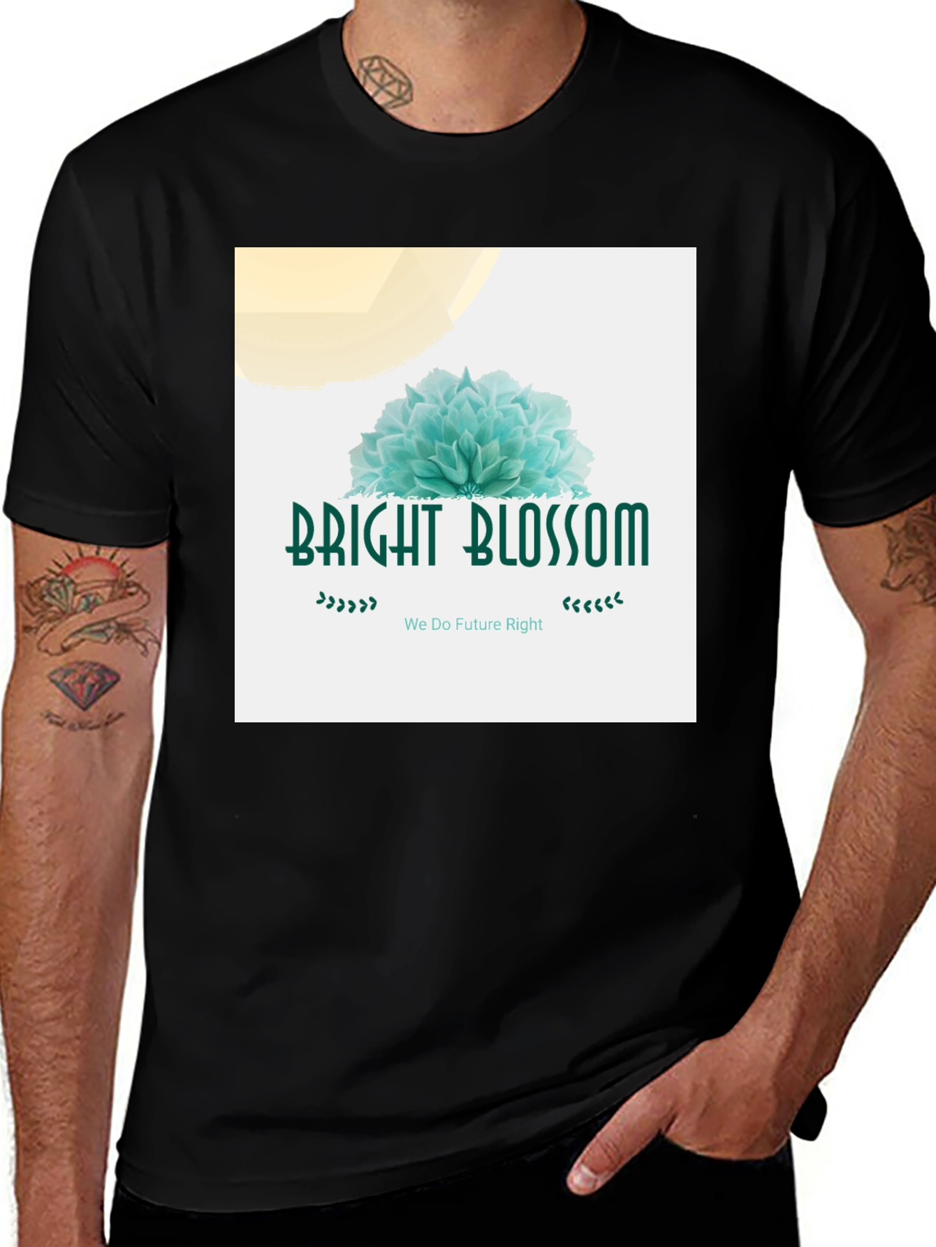 Black Bright Blossom Graphic Tee - Soft Cotton Blend main image