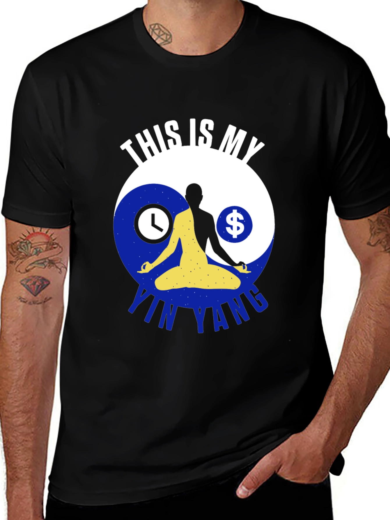 Variant 3 of Yin Yang Time & Money Men's Graphic T-Shirt
