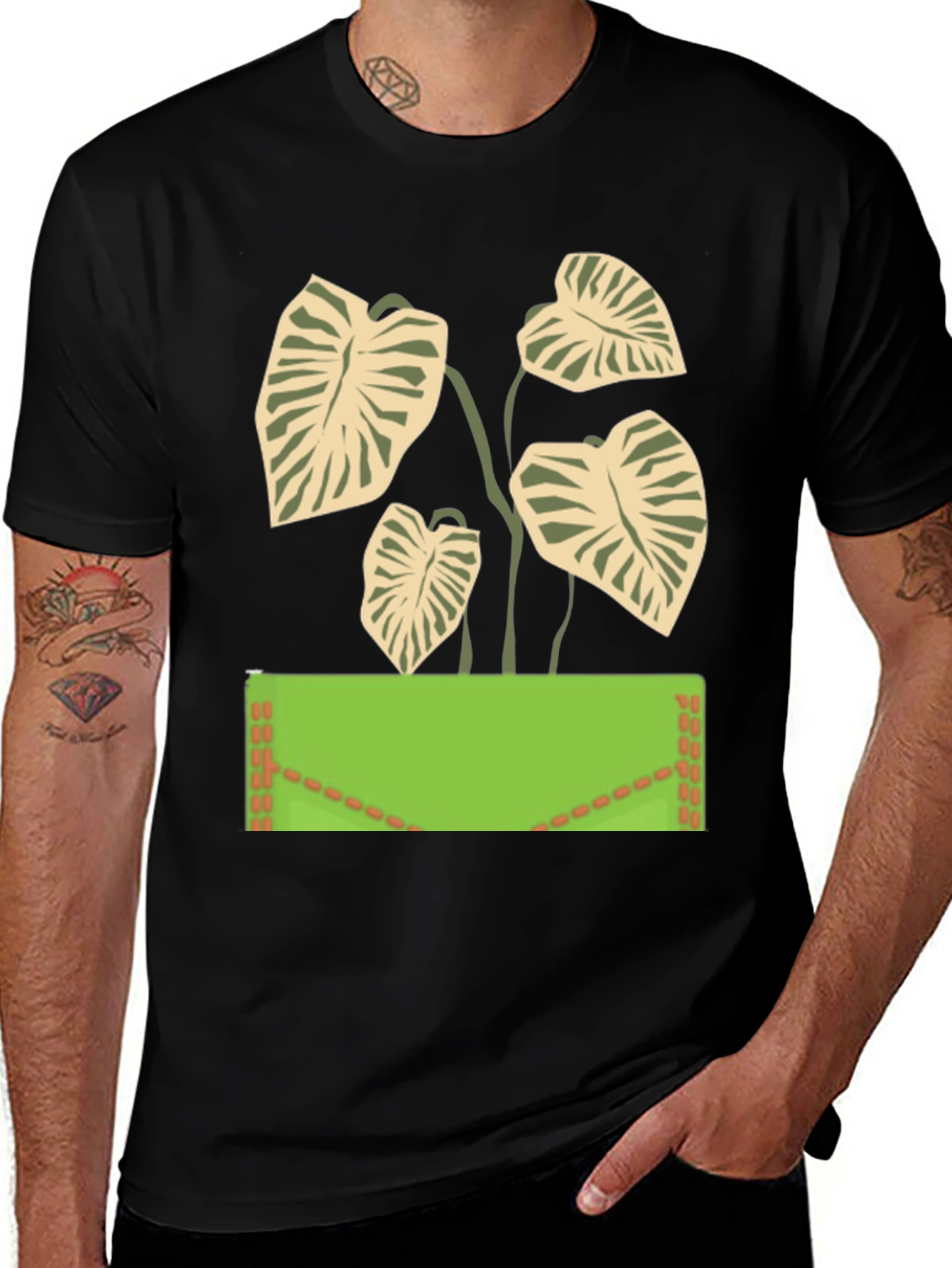 Variant 4 of Leaf Graphic Black T-Shirt