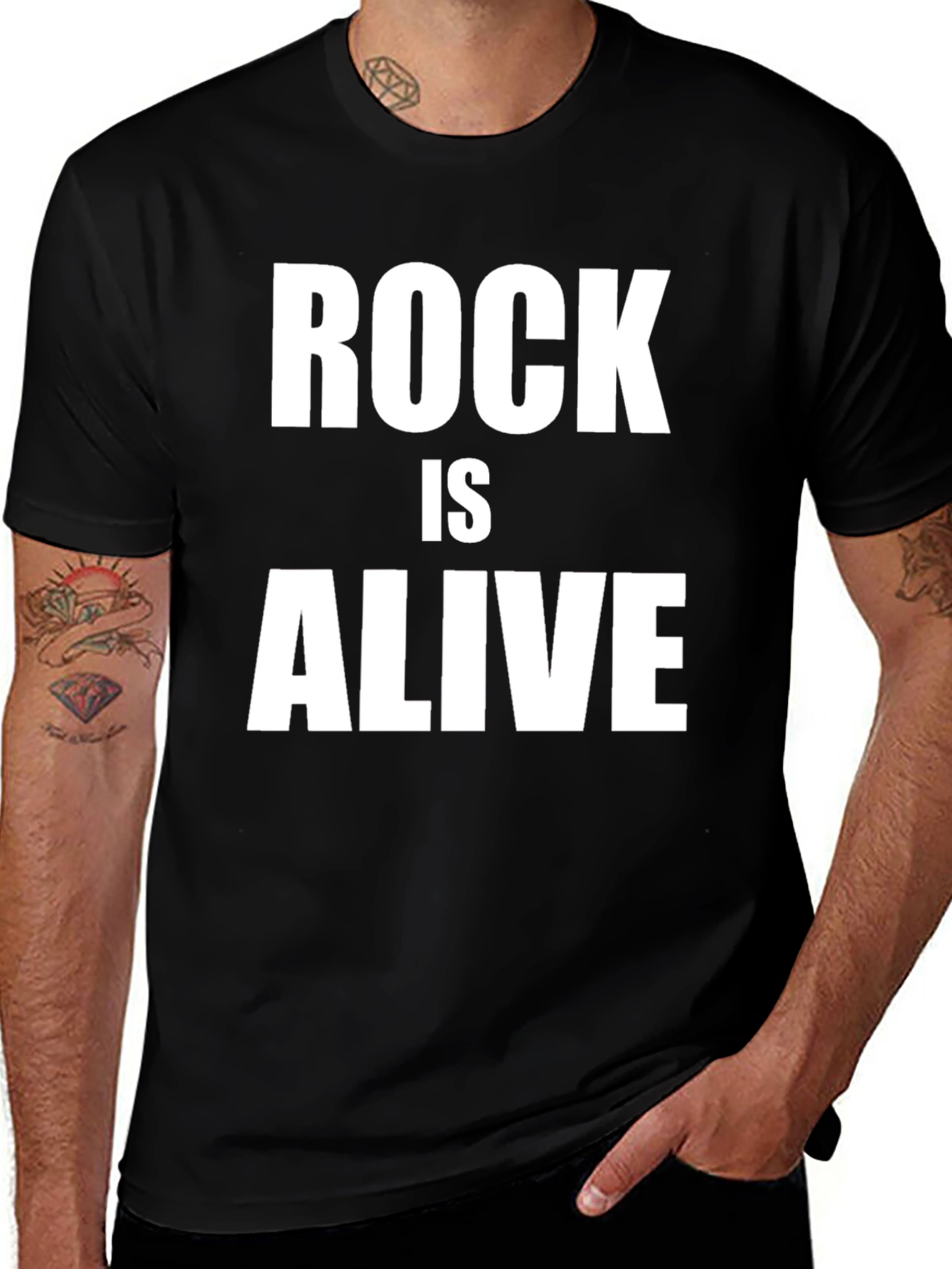 Variant 7 of Rock Is Alive Black Graphic T-Shirt