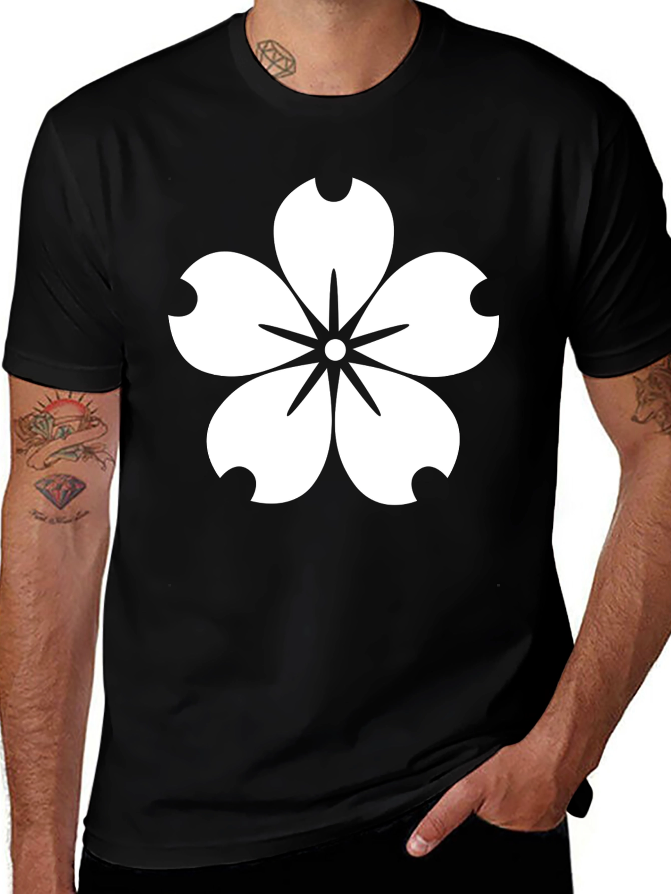 Sakura Blossom Graphic Tee - Stylish Black T-Shirt