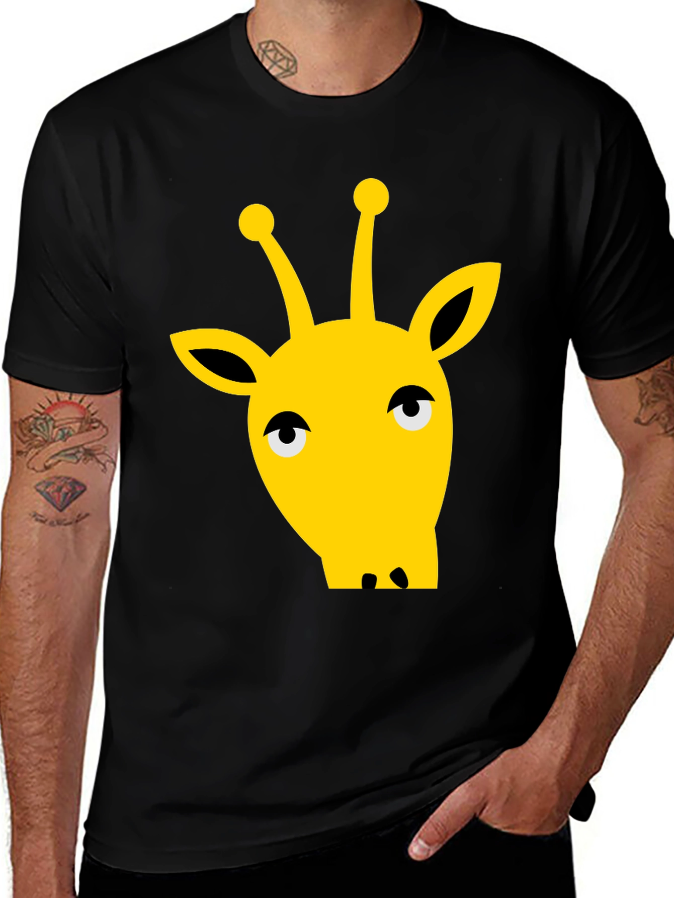 Variant 4 of Giraffe Graphic Tee - Black Cotton T-Shirt