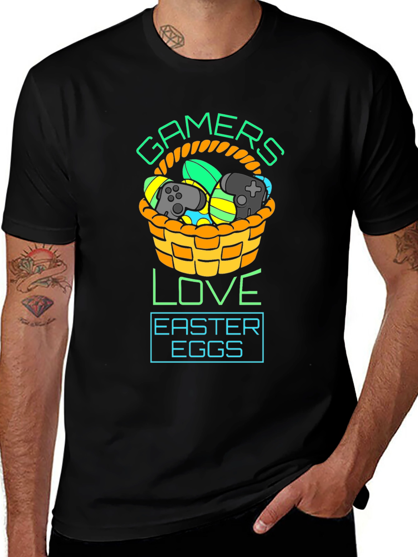 Gamers Love Easter Eggs Black T-Shirt
