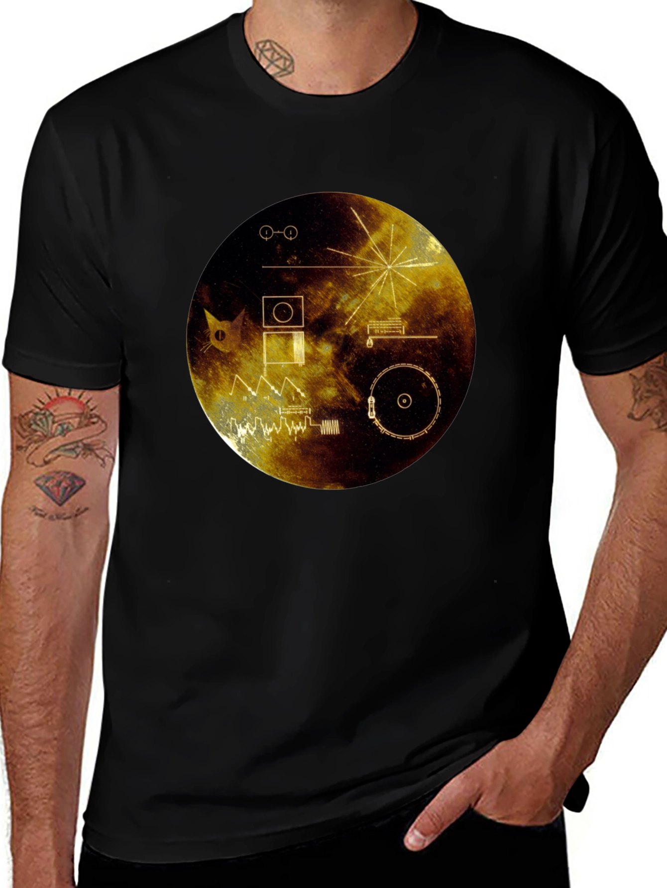 Variant 30 of Voyager Golden Record Graphic Tee - Black