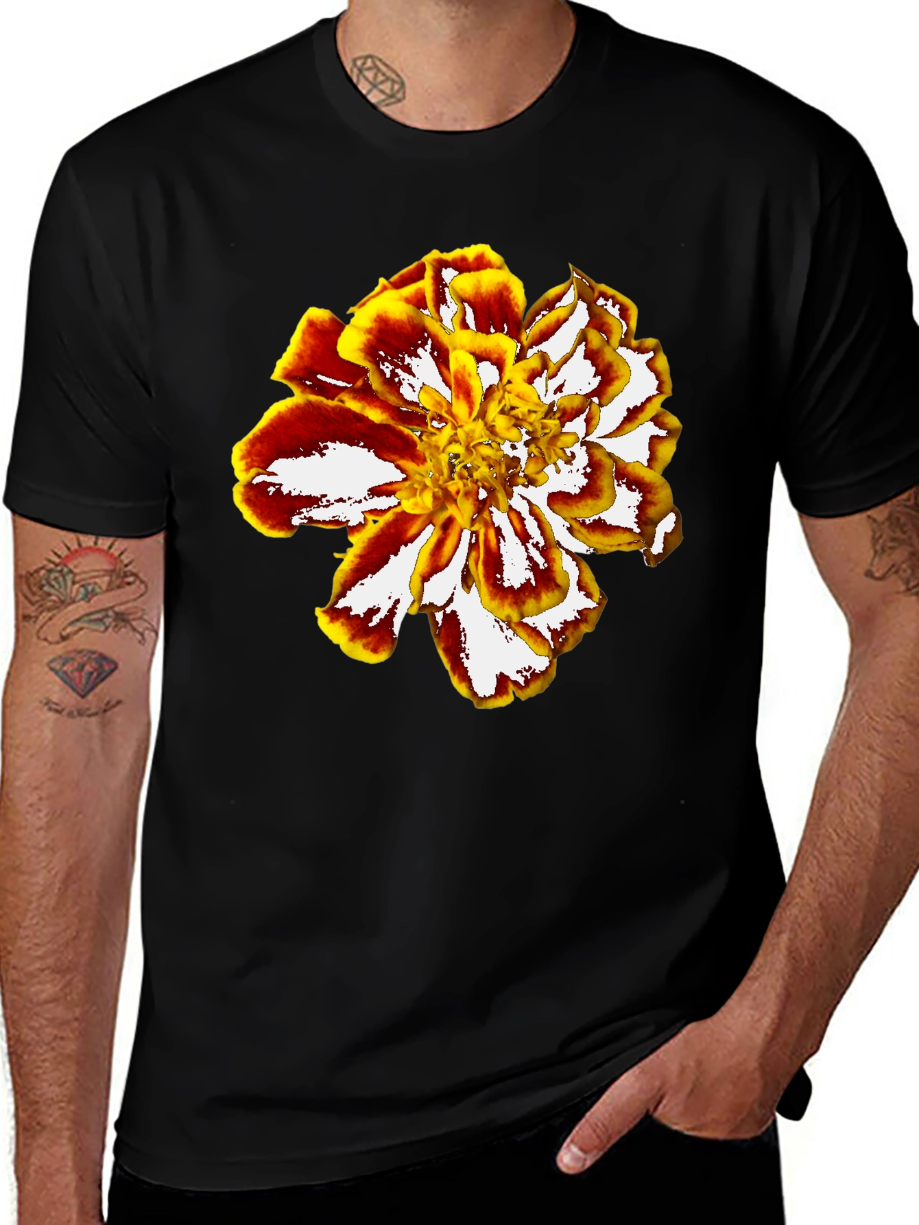 Variant 21 of Floral Print Black T-Shirt