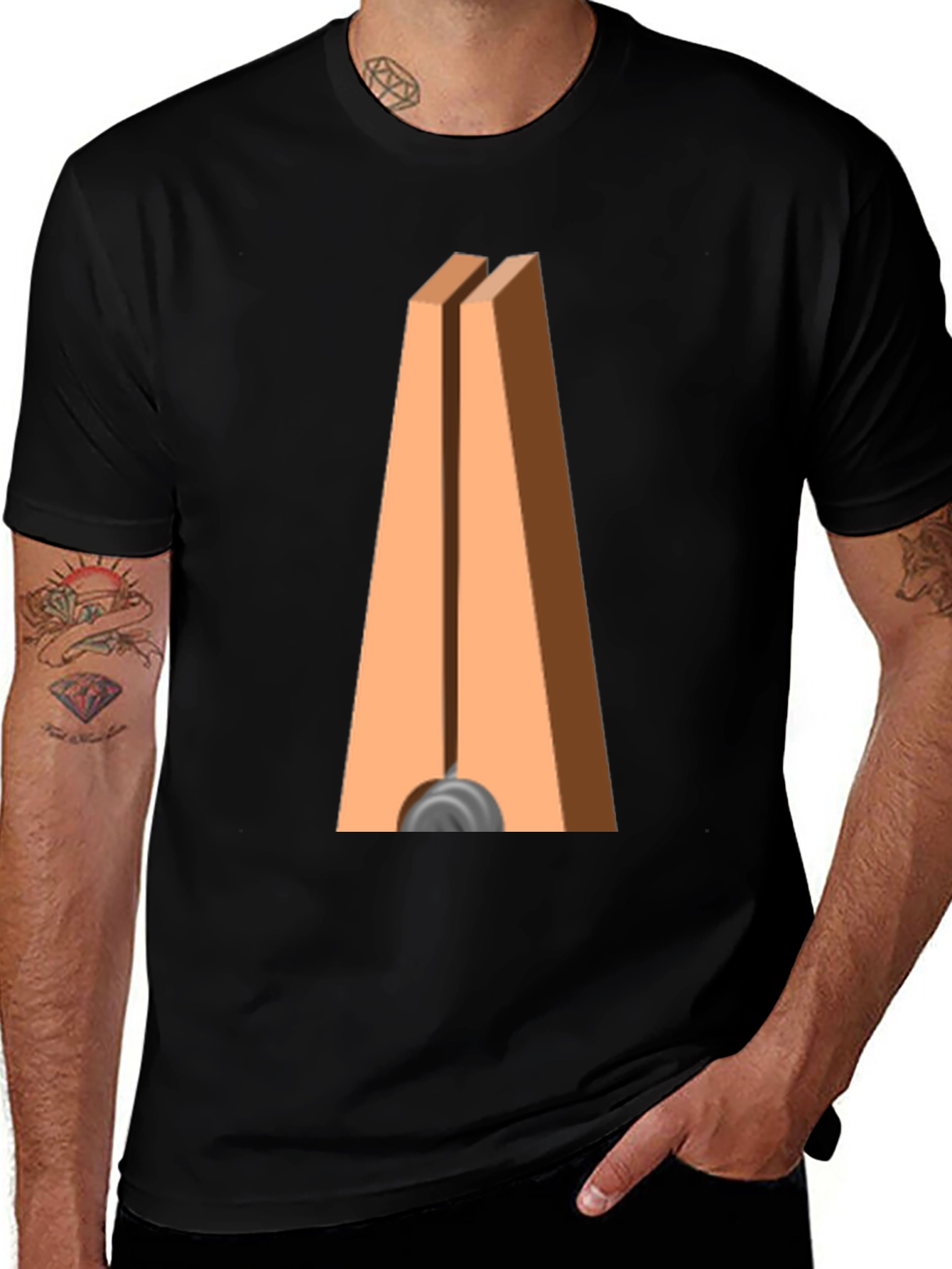 Black Novelty Clothespin Graphic Tee - Quirky Casual Wear main image
