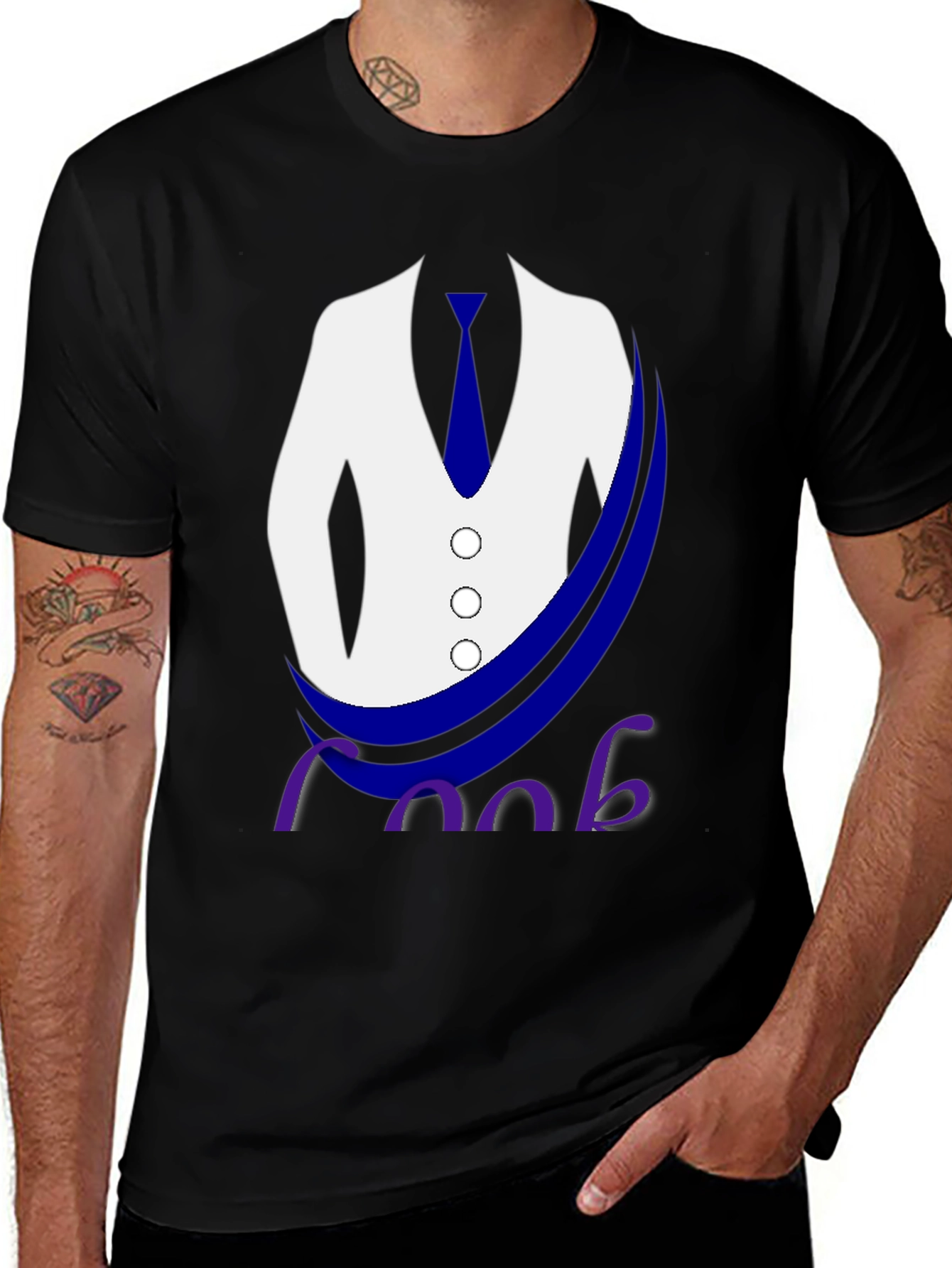 Variant 25 of Stylish Suit Graphic Tee - Mens Black T-Shirt