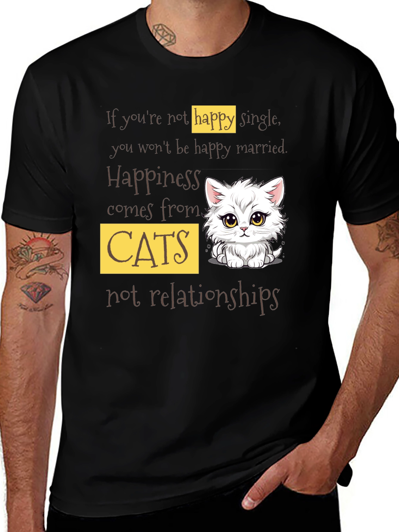 Variant 17 of Happy Cats T-Shirt - Single or Married?