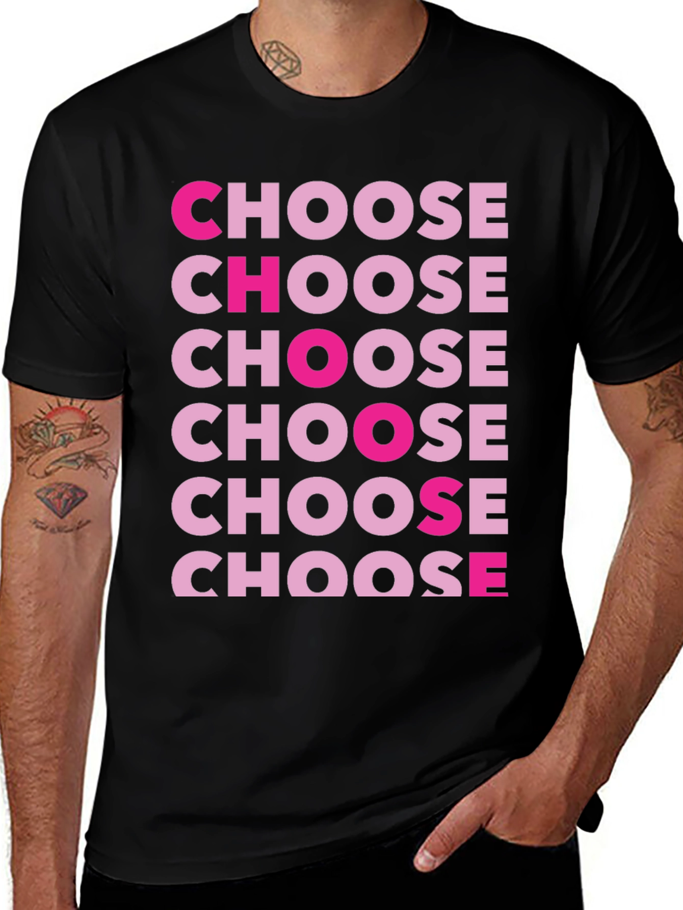 Variant 27 of Choose Graphic Print Crew Neck T-Shirt