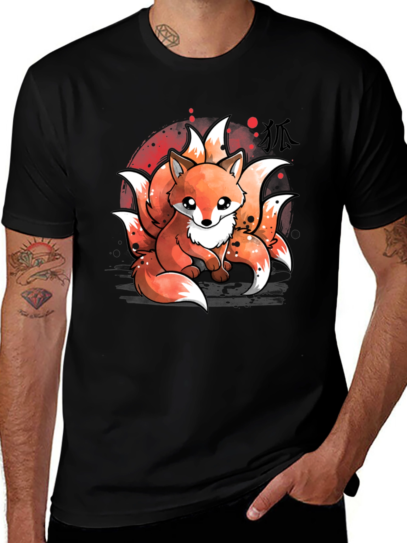 Variant 24 of Nine-Tailed Fox Graphic T-Shirt - Anime Design