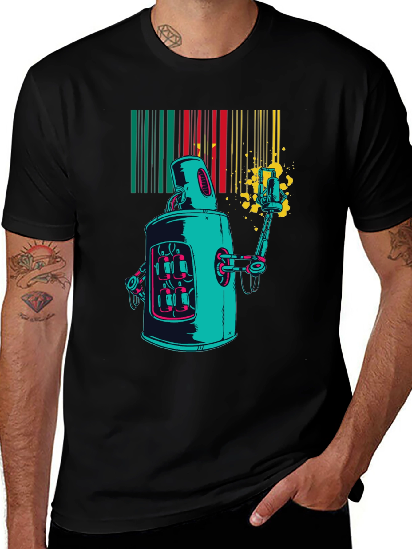Variant 12 of Robot Graffiti T-Shirt - Artistic Streetwear