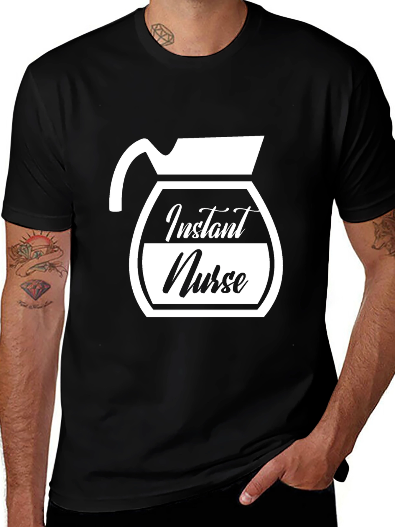 Variant 13 of Instant Nurse Coffee Graphic T-Shirt - Black
