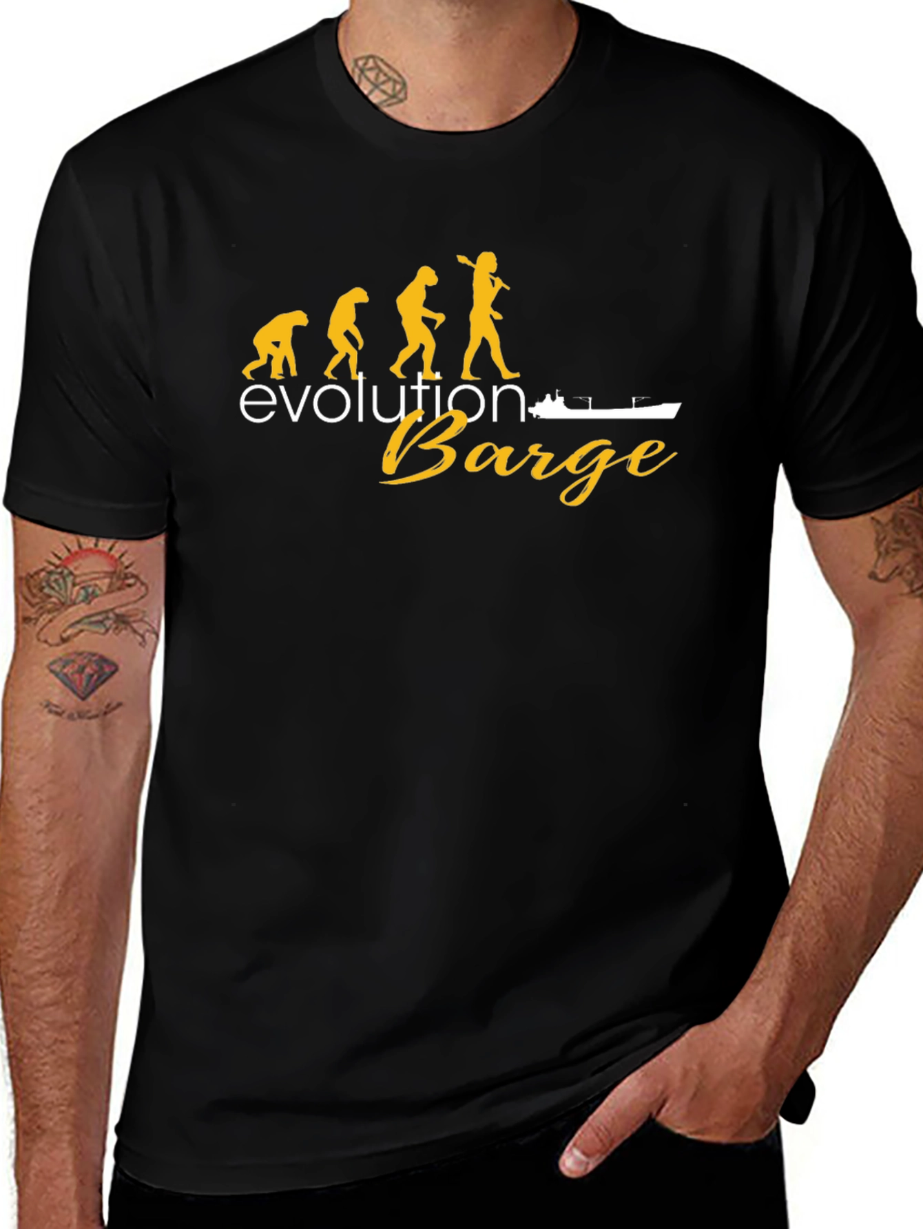 Variant 10 of Evolution of Barge T-Shirt - Humorous Barge Operator Tee